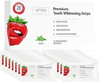 – Whites Beaconsfield Teeth Whitening Strips, 28 Strips (14-Day Treatment) – Non-Peroxide Formula, Enamel-Safe, Brighten Teeth Fast, Removes Coffee, Wine, Smoke Stains, Safe for Sensitive Teeth