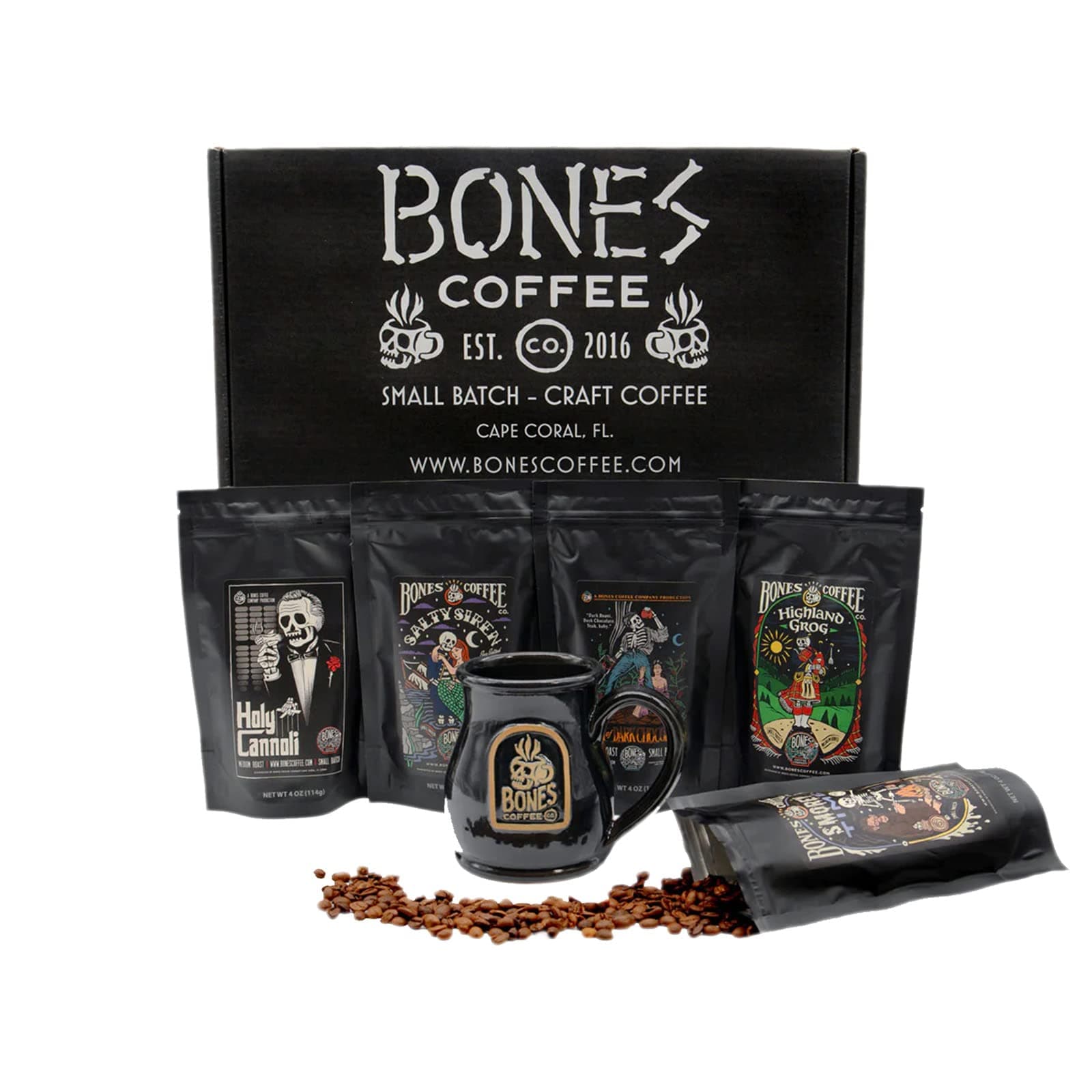 Favorite Flavors Sample Pack, Flavored Ground Beans Sampler Gift Box Set With Specialty Mug, Pack of 5 Assorted Flavored Beans (Ground)