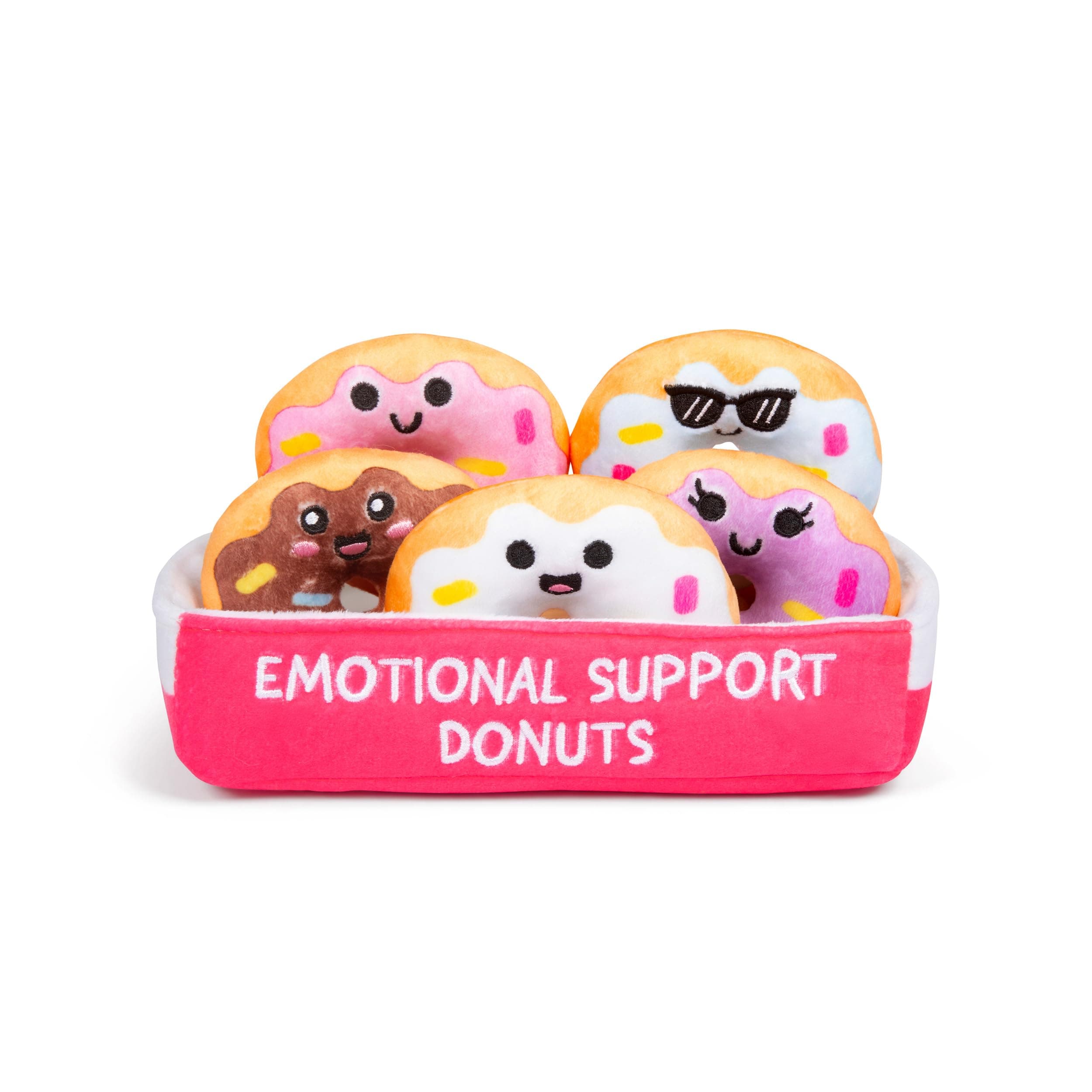 Emotional Support Donuts by Relatable, Cuddly Stuffed Animals and Toys, Squishy Toys and Plushies, Great Ideas for Loved Ones of All Ages, Includes 5 Plushies with Carrying Basket