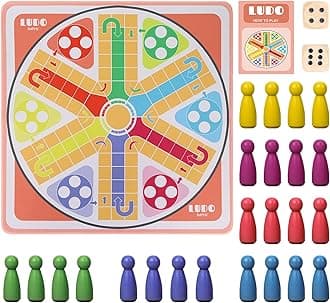20 Inches Ludo Board Game,2-6 Players Ludo Game for Adults,Ludo & Parcheesi Board Games Suitable for Family Gathering & Party Night (Ludo Instruction Included)