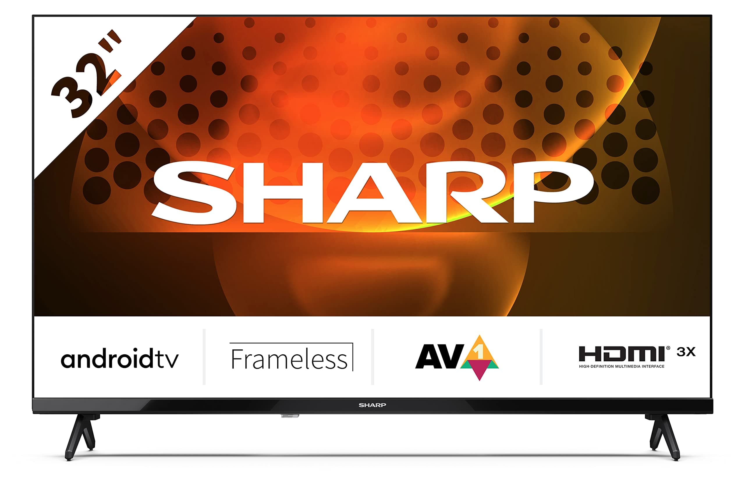 SHARP 32FH6KA 32-Inch HD Ready Android TV™ in Black with Active Motion 400, Chromecast, Google Assistant, Freeview Play, DTS Virtual:X, Pre-Installed Apps, 3x HDMI & 2x USB [Energy Class E]