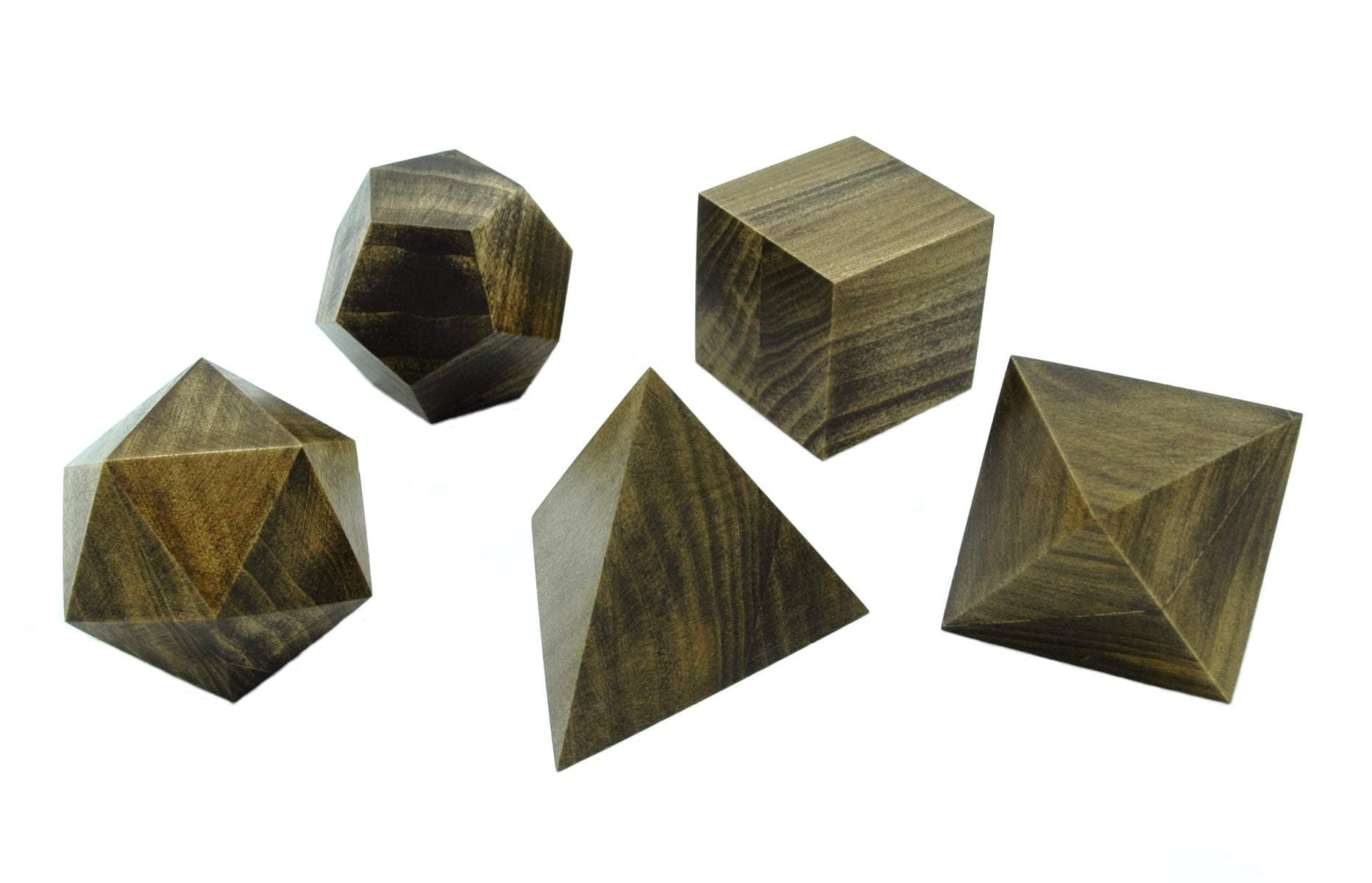 Platonic Solids in Polished Hardwood