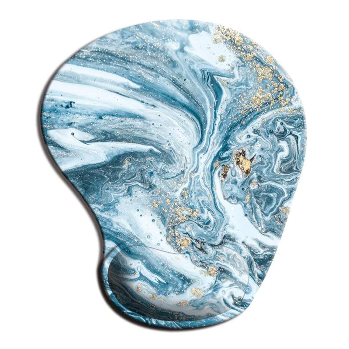 Dooke Ergonomic Mouse Pad with Wrist Support, Cute Mouse Pads with Non-Slip Rubber Base for Home Office Working Studying Easy Typing & Pain Relief Marble Blue