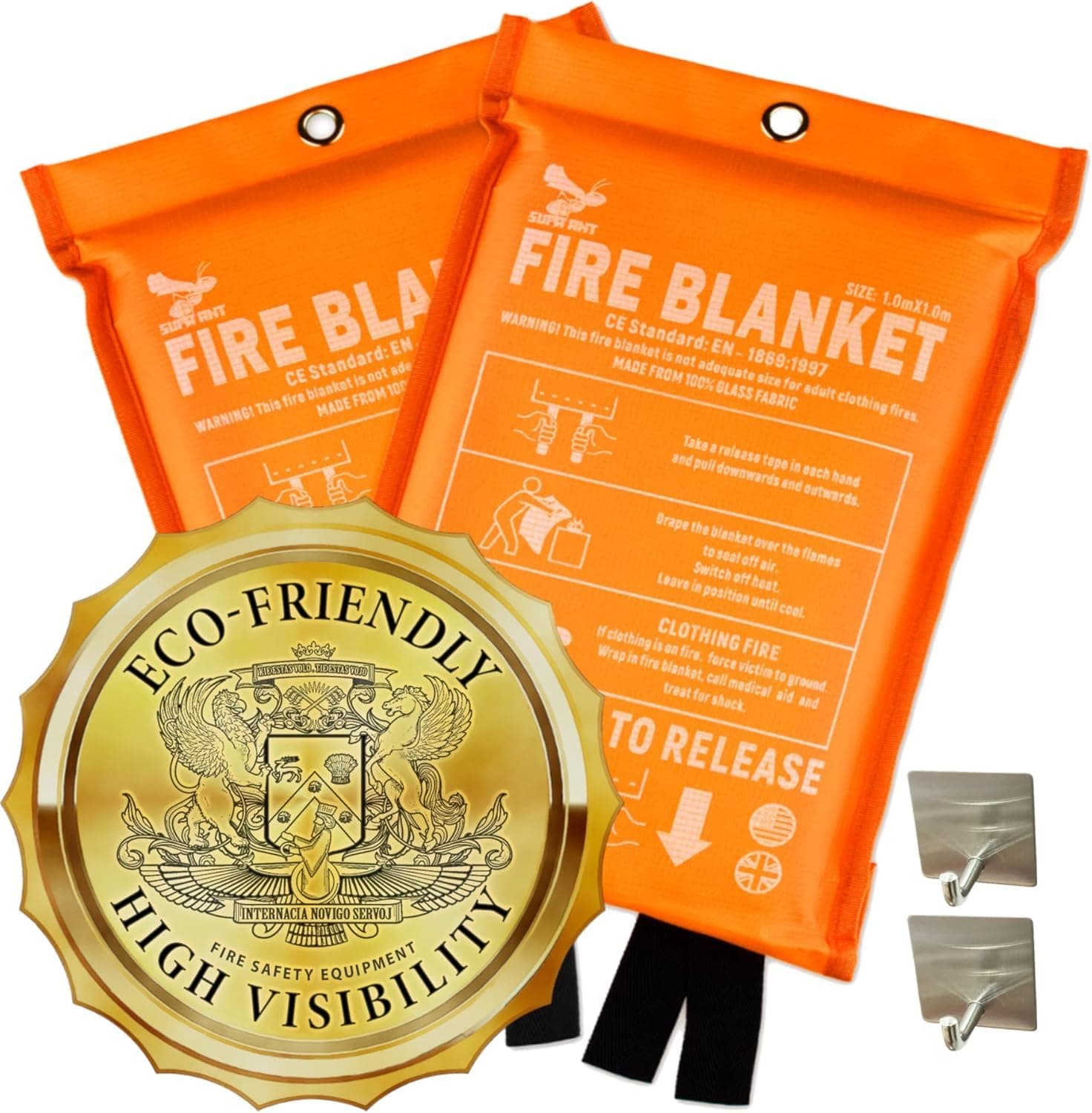 Emergency Fire Blanket for Home and Kitchen - 2 Pack 1500F High Visibility (Glow in The Dark) ((40 2Pk)