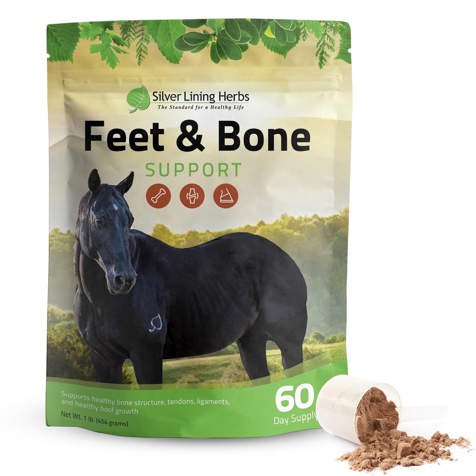 Silver Lining Herbs 12 Equine Feet and Bone Support - Supports Healthy Horse Hoof Growth - Helps Support Healthy Bones, Tendons and Ligaments - Made with Natural Herbs - 1 lb Bag