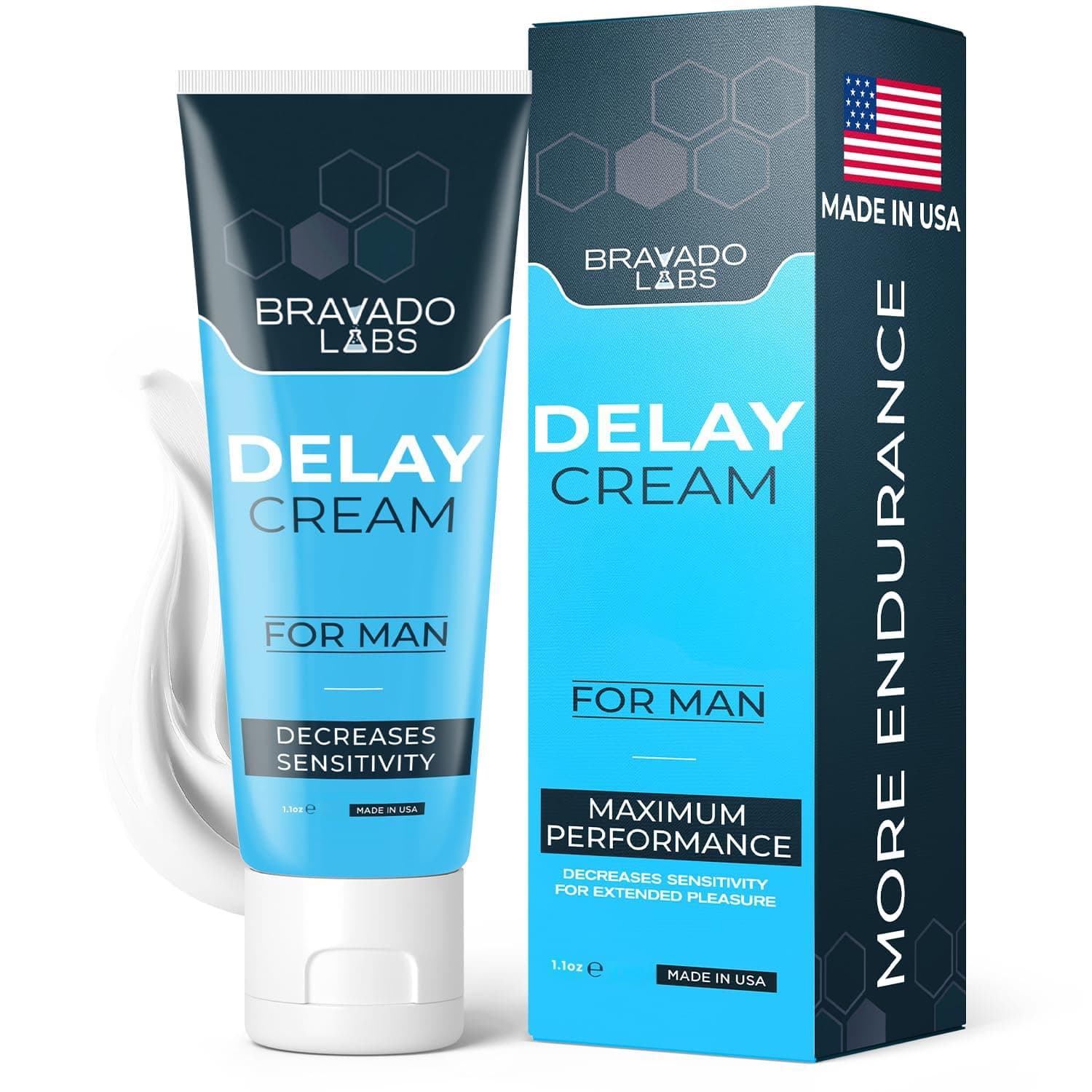 Premium Delay Cream - Advanced Male Desensitizer Numbing Cream - with 4% Lidocaine - Stay Hard and Last Longer In Bed For Men - Climax Control Prolong Duration Cream - 1 oz (30 mL)