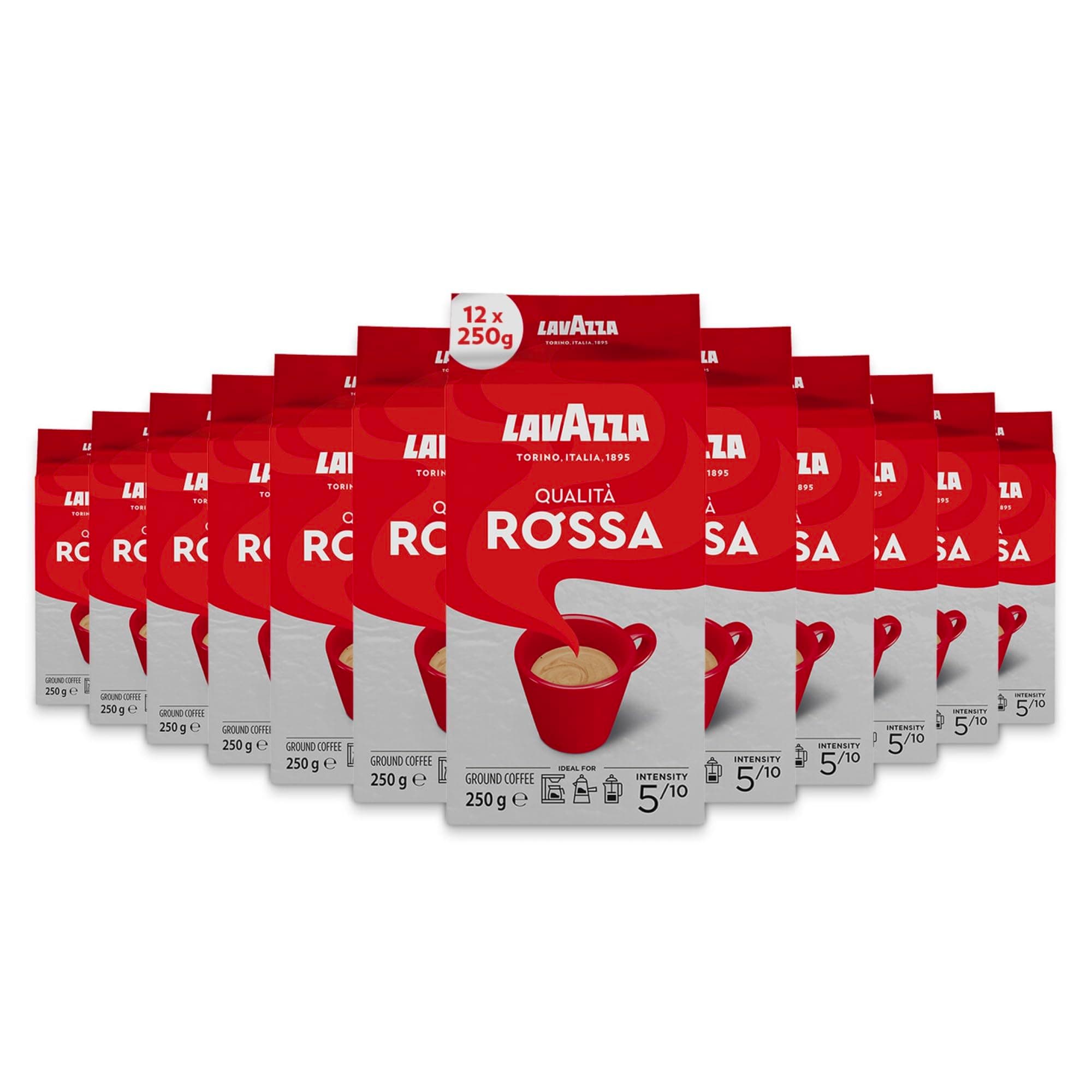 Lavazza Qualità Rossa, Ground Coffee, 12 Packs of 250 g