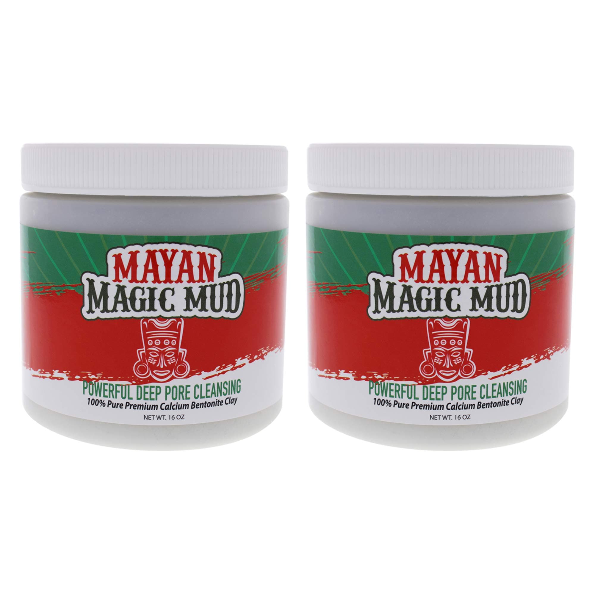 Mayan Magic Mud Powerful Deep Pore Cleansing Calcium Bentonite Clay - Natural Face Mask Peel For Men And Women - USA Made Full Facial Skin Care - Spa Level Beauty Products That Cleanse Skin - 2 Pc