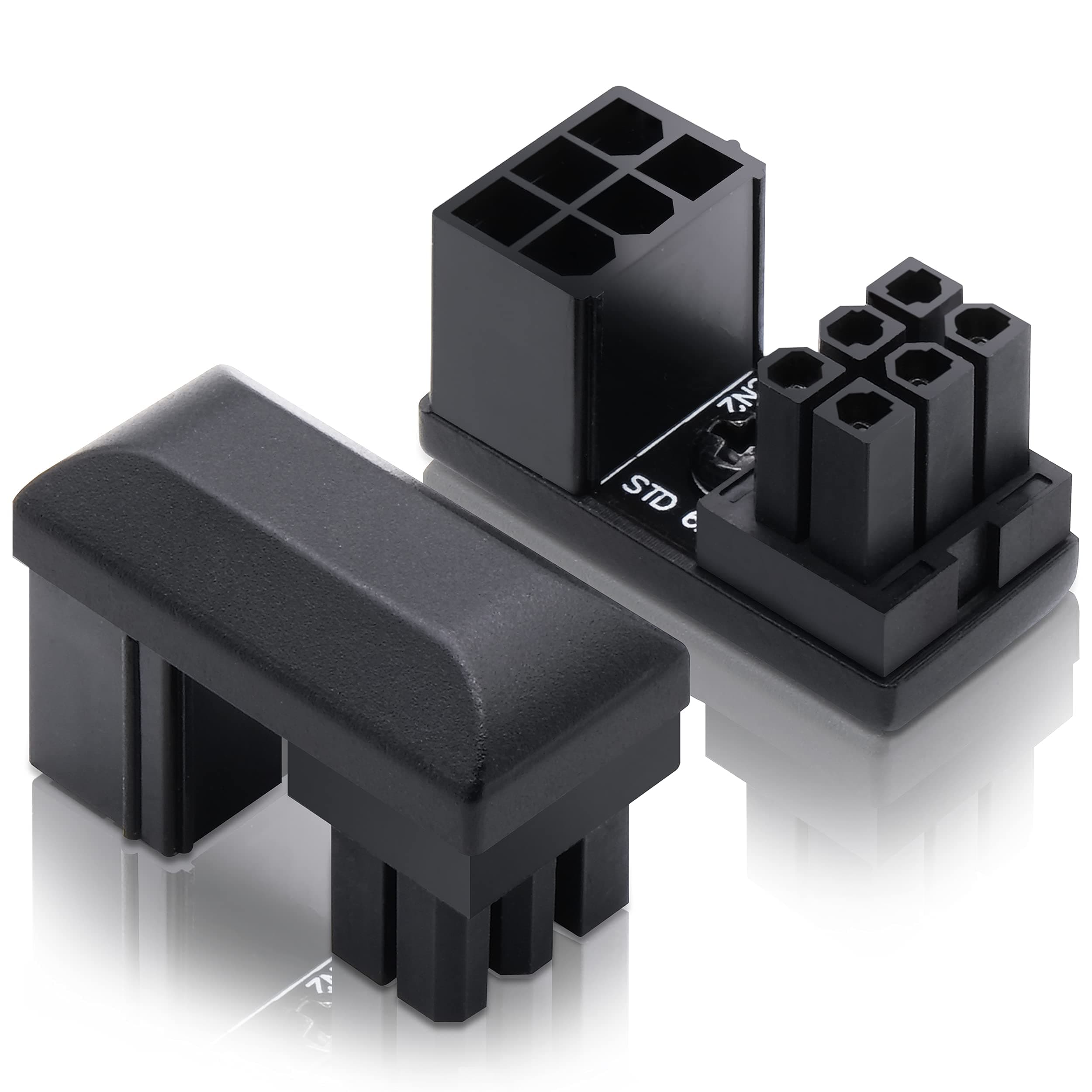 EZDIY-FAB GPU VGA PCIe 6 Pin U Turn 180 Degree Angle Connector Power Adapter Board for Desktop Graphics Card-Standard+Reverse Type 2-Pack