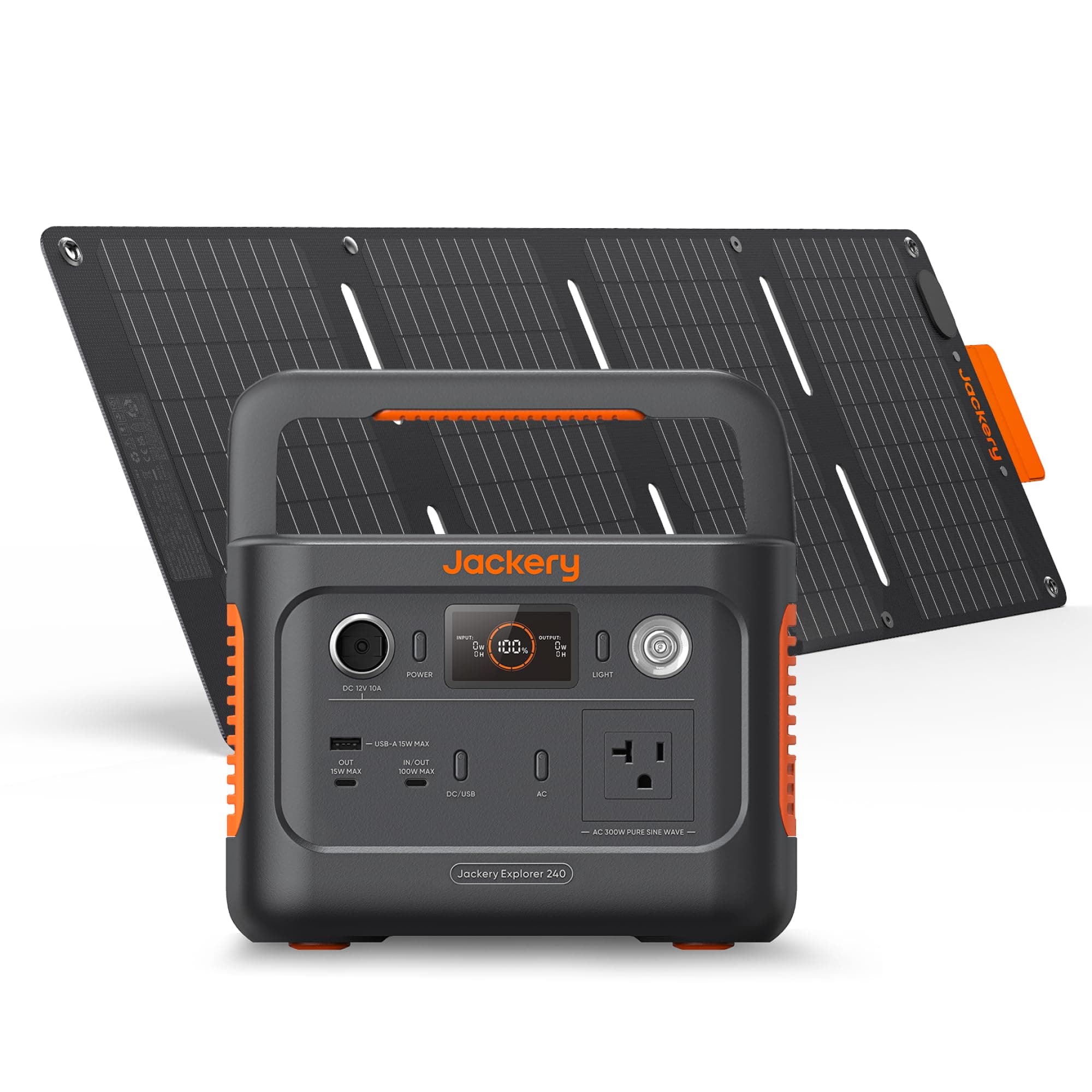 Solar Generator 240 v2 and 40W Mini Solar Panel, 256Wh LiFePO4 Battery, 300W AC & 100W USB-C Output, Ultra Fast Solar Charging for Outdoors, Camping, Travel & Emergencies