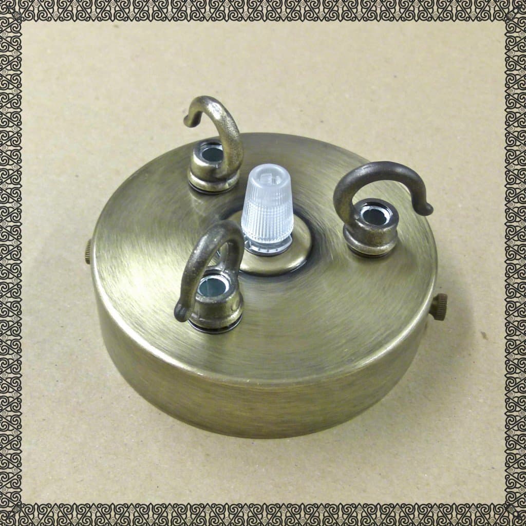 TANGDIAABBCC Triple or Quad Hooks, 3 or 4 Hooks Ceiling Rose Cap for Chandelier Lamp Shade Ceiling Light (Antique Triple Hooks)