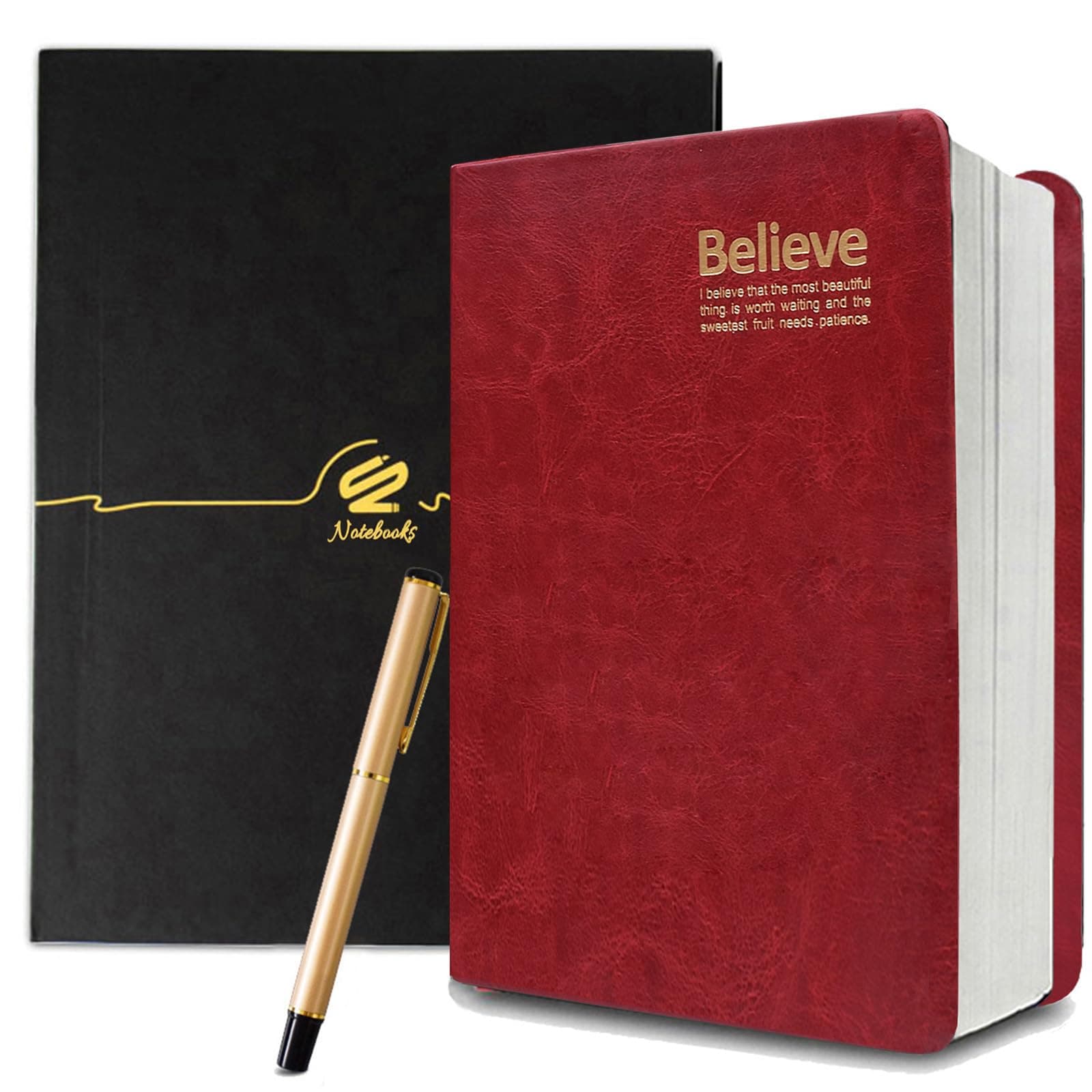 Lemical Thick Leather Journal Notebook with Pen Set - 720 Pages Unknown Binding