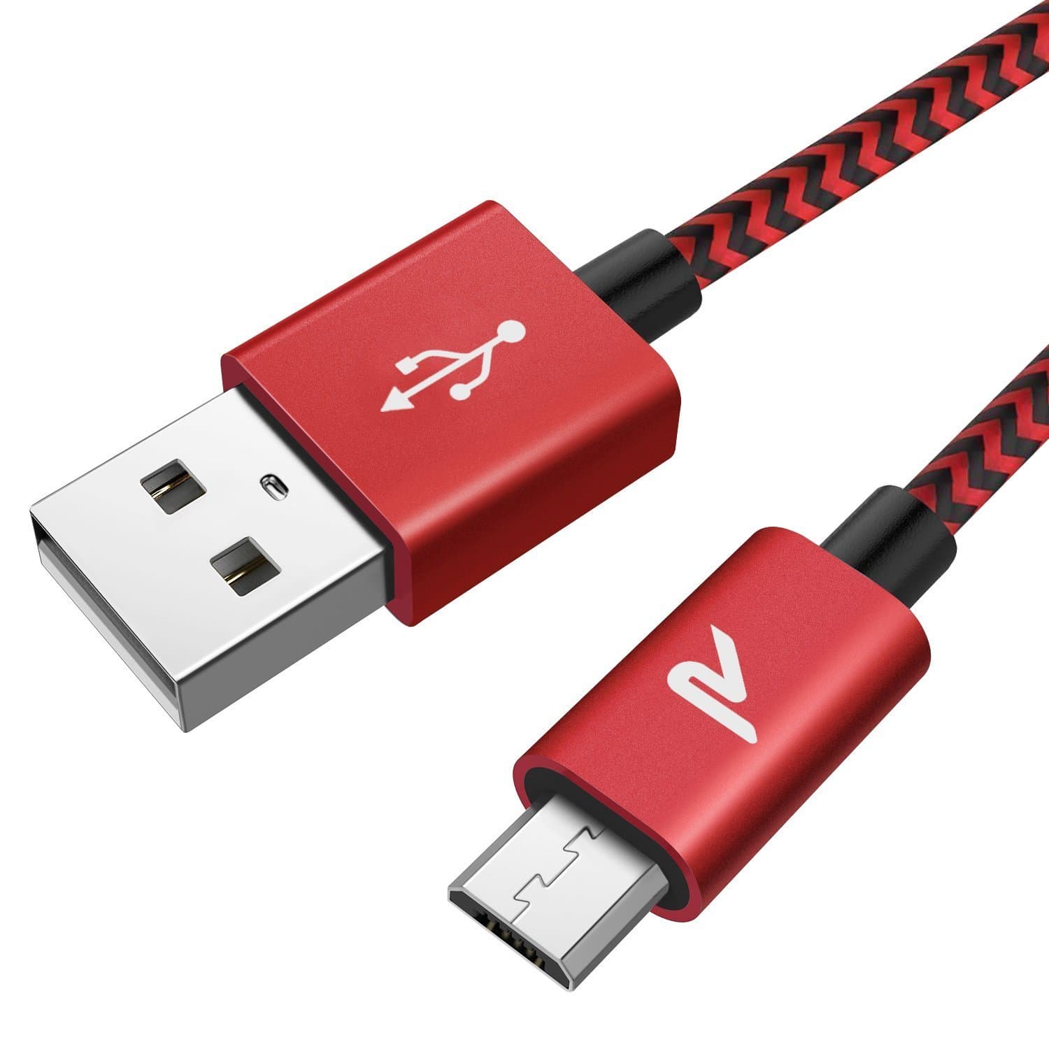 RAMPOW Micro USB Cable 2m 2.4A Quick Samsung Charger Cable Nylon Braided Android Charger Compatible with Samsung Galaxy S7 edge S6, Sony, PS4, Kindle, HTC, Motorola, LG, Tablet Red
