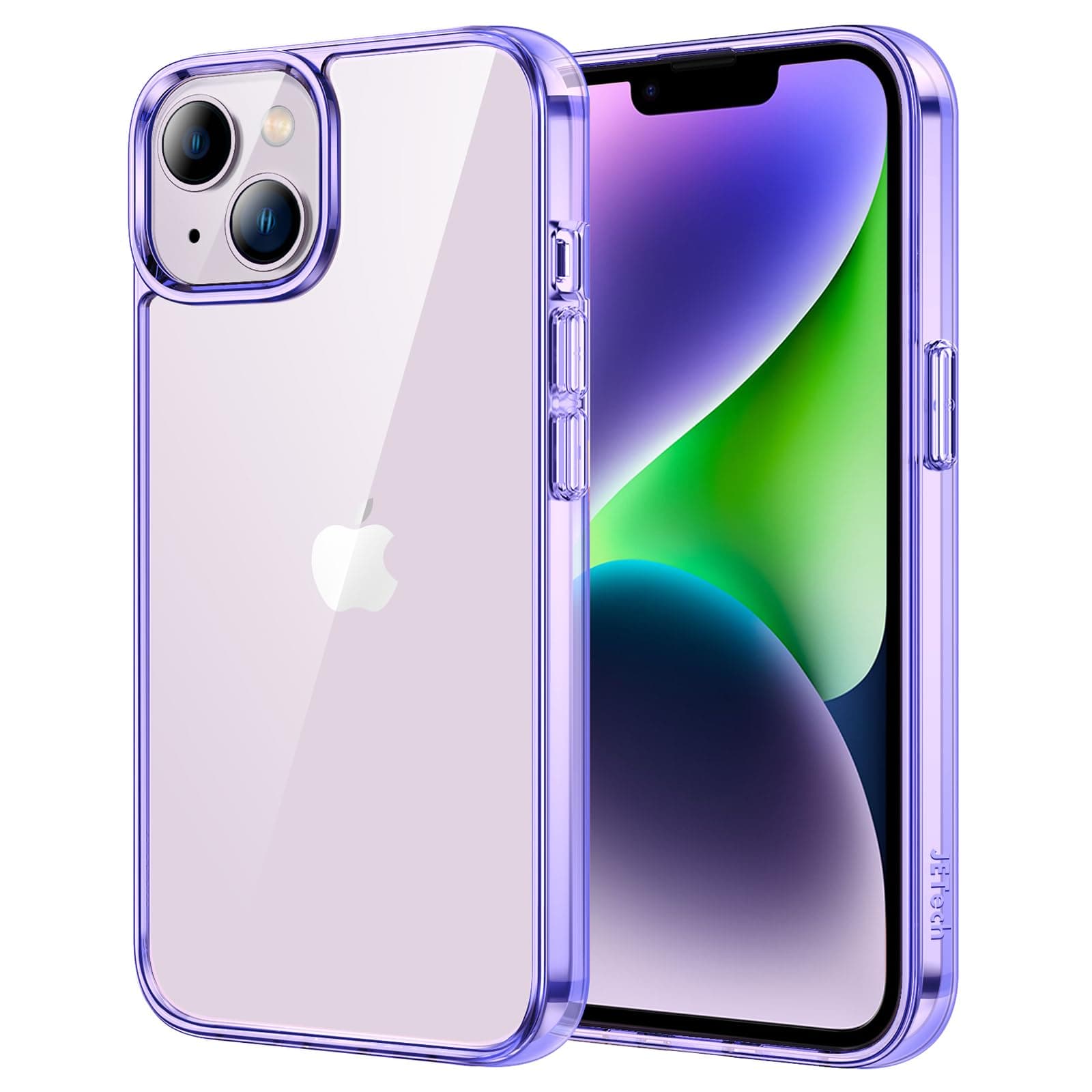 JETech Cover Case for iPhone 14 6.1-Inch, Non-Yellowing Shockproof Phone Bumper Cover, Anti-Scratch Clear Back (Deep Purple)