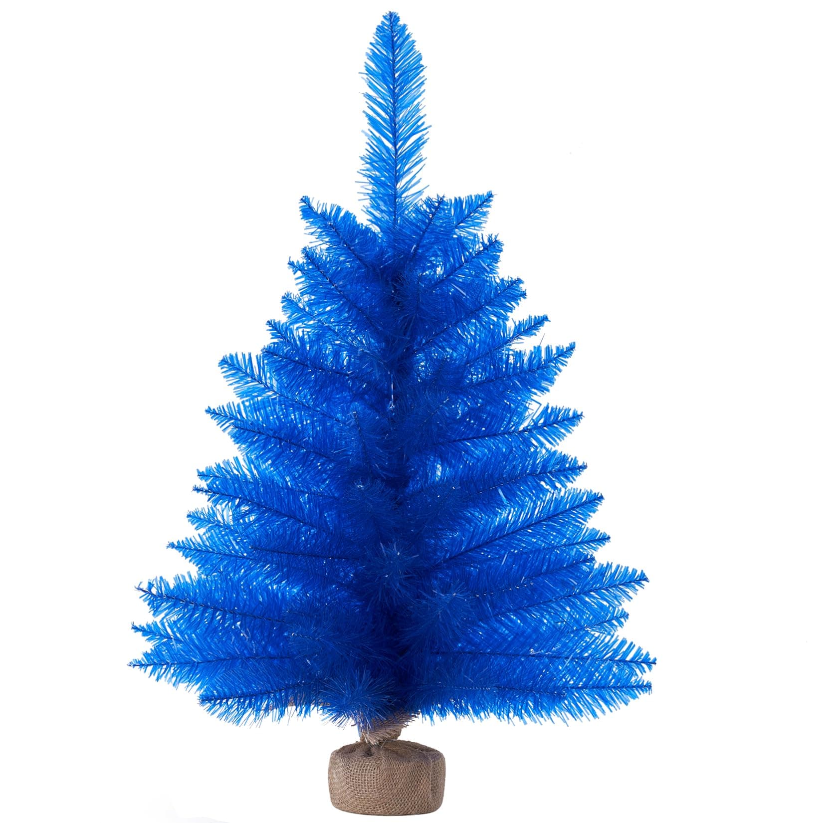 Table Tinsel Christmas Tree Artificial Mini Small 24 inches Unlit Blue Xmas Pine Tree for Tabletop Desk Home Christmas Decor