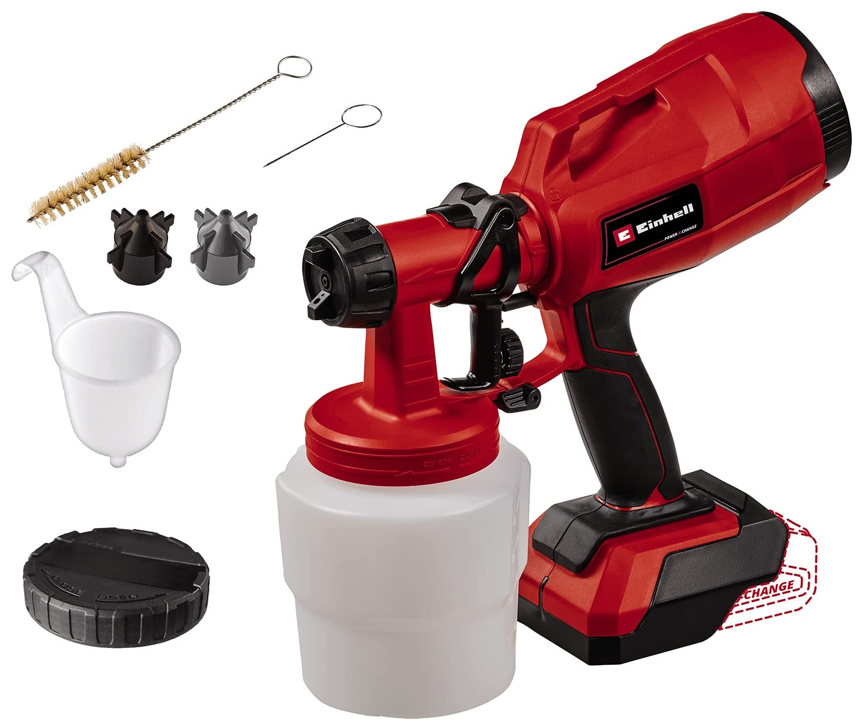 Cordless Spray Paint System TC-SY 18/60 Li-Solo Power X-Change (Li-Ion, 18 V, 650 ml/minute, 800 ml paint container, 2.0 mm and 2.5 mm nozzle) 4260025