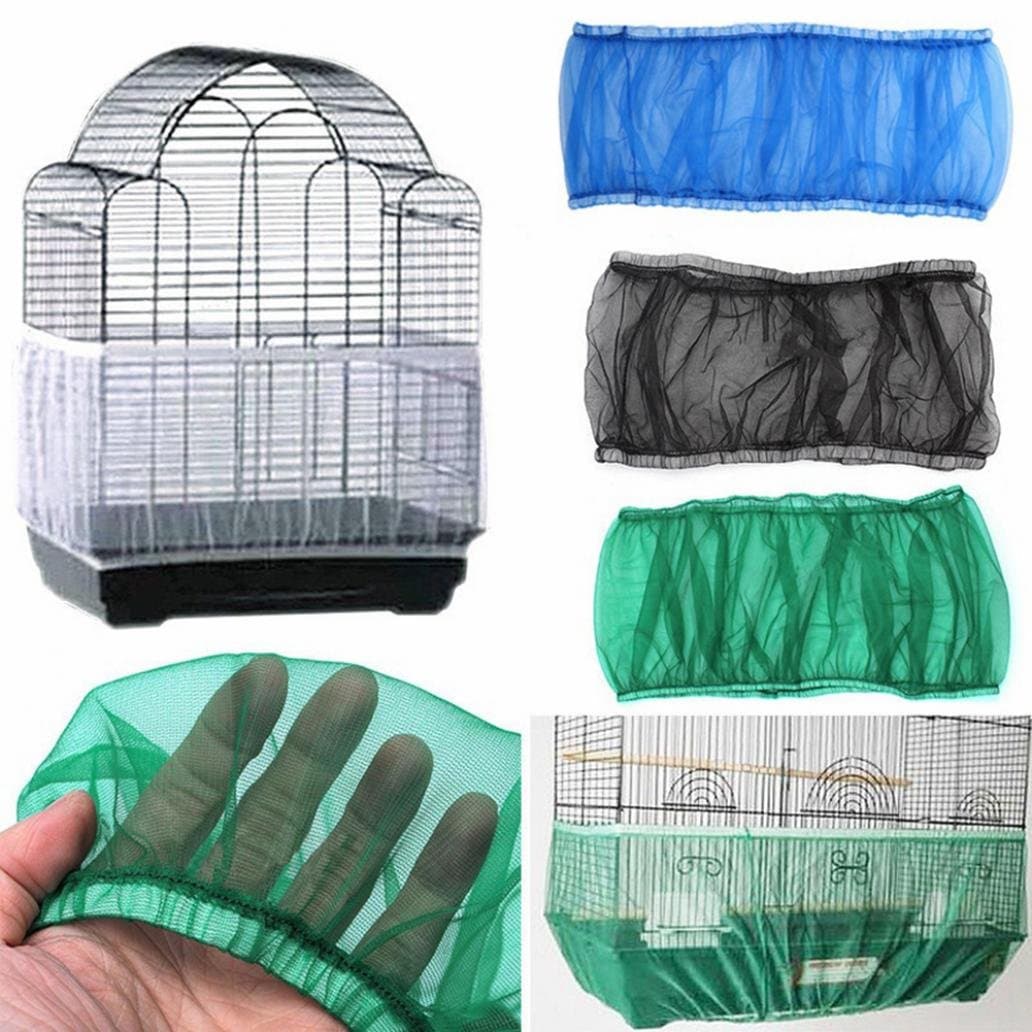 kangql Nylon Mesh Ventilated Bird Cage Cover Dustproof Shell Seed Catcher Pet Product - White S