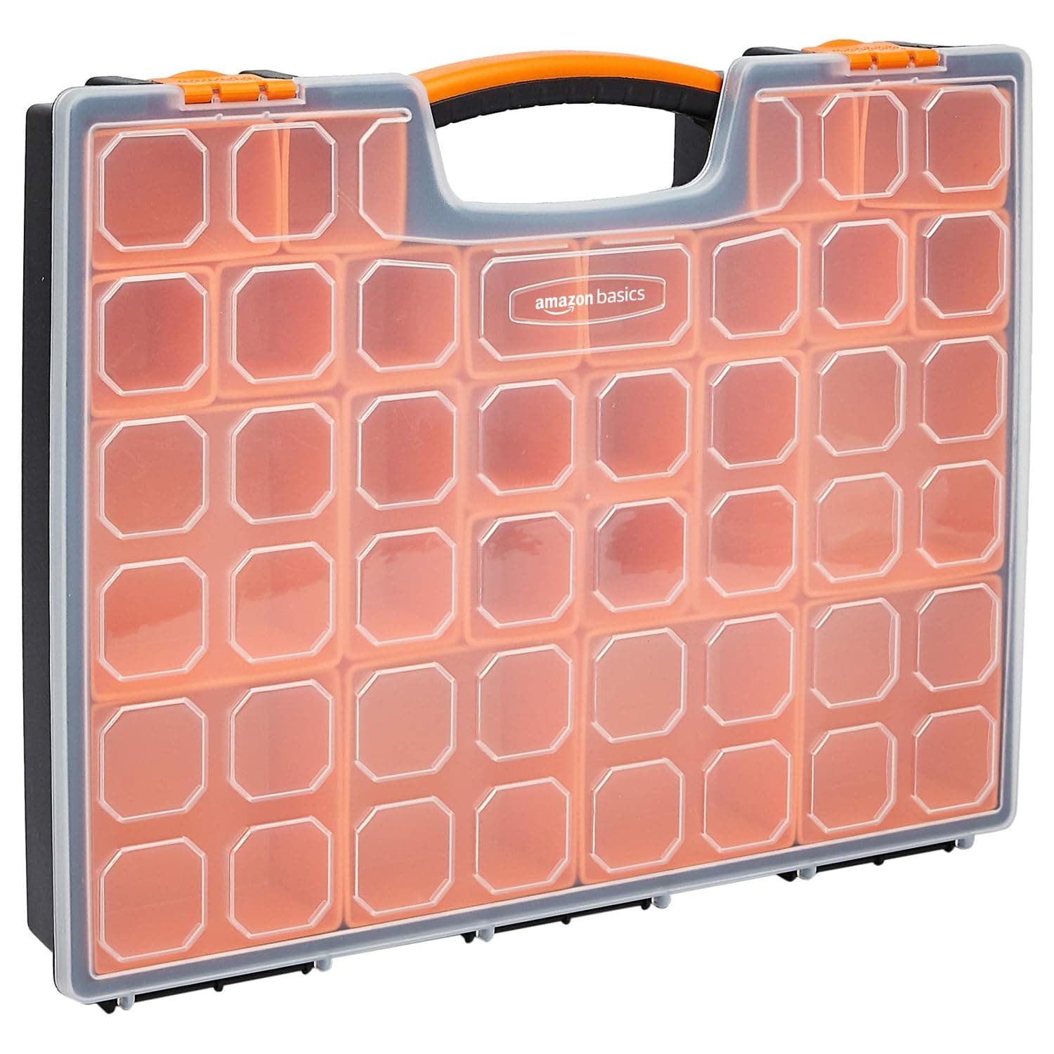 Amazon Basics Professional Organiser with 19 Removable Compartments, Black,Orange, 41.91 x 33.53 x 6.1 cm (LxWxH)
