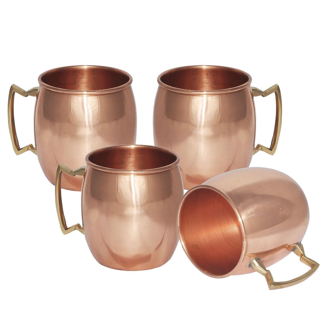 Terashopee Set of 4, Solid Copper Mug for Moscow Mules 550 ML / 18 oz - 100% Pure Copper Lacquered Finish