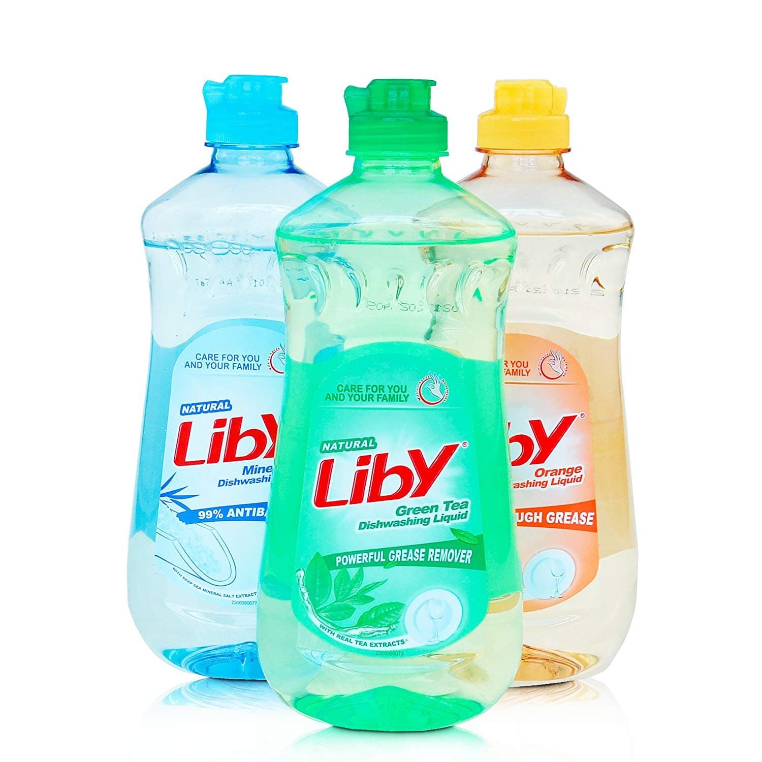Liby 3 Pack Liquid Soap Salt Tea Flavor 16 Fl Oz for Kitchen Dish Clean, Orange Blue Green