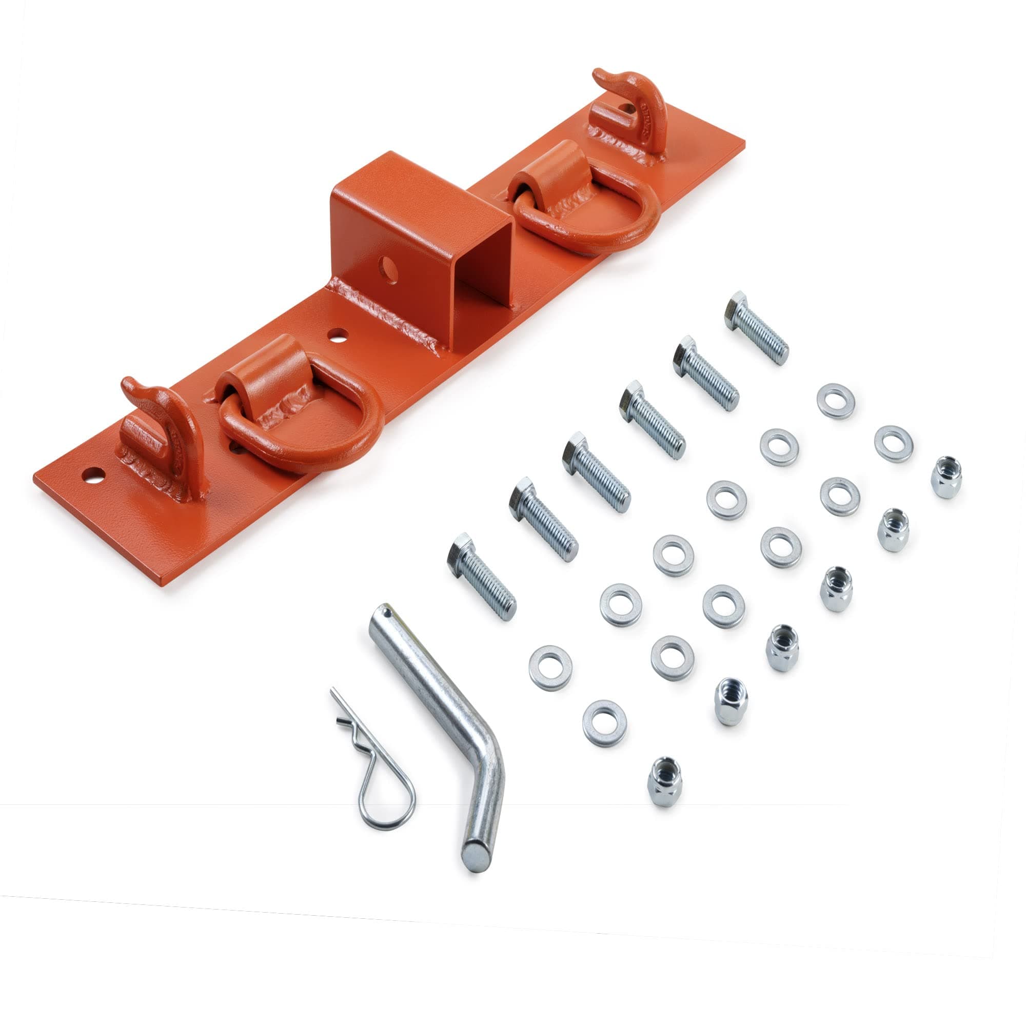 Tractor Bucket Hooks Bolt on Hooks 2” Receiver, G70 Grade Grab Hooks, Forged D Rings, Tow Hook Bolts for Universal Tractor Buckets (Orange 1.5“ Bolt)