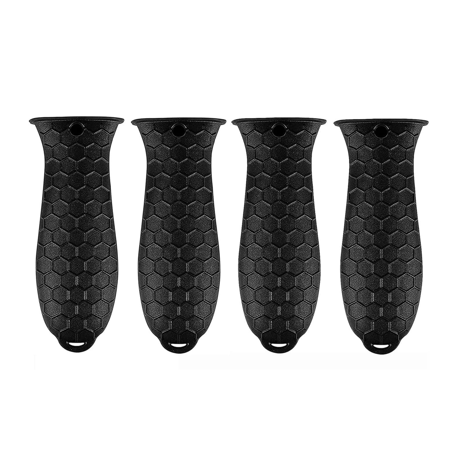 4 Pcs Silicone Hot Handle Holder, Potholder for Cast Iron Skillets, Non-Slip Rubber Pot Handle Sleeve Heat Resistant for Frying Pans & Griddles Sleeve Grip Handle Cover,Metal cookware Handles, Black