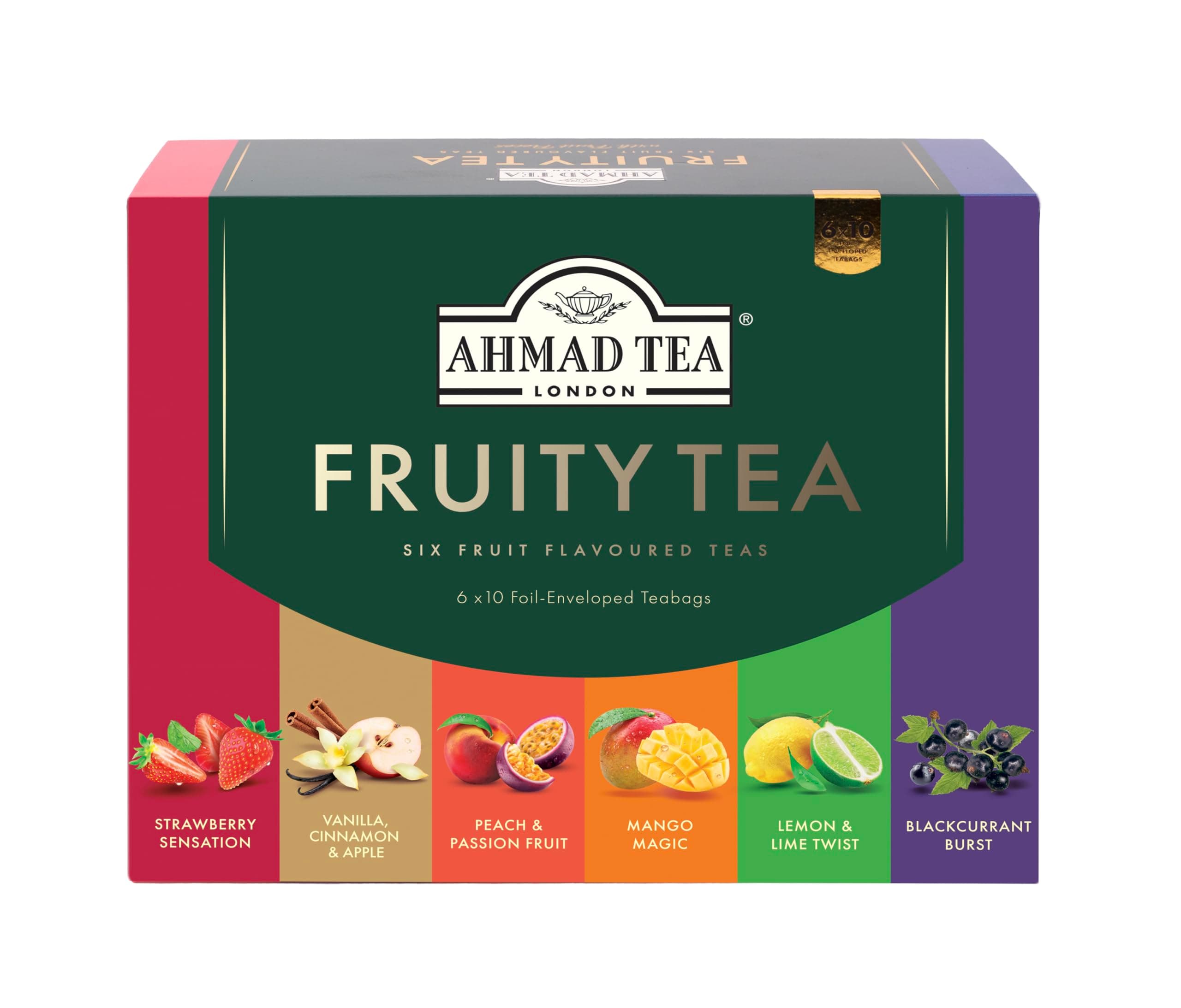 Gifts | Fruit Tea Selection Pack | Black Fruit teas | Perfect tea gift | 60 Teabag Sachets | 6 Flavours