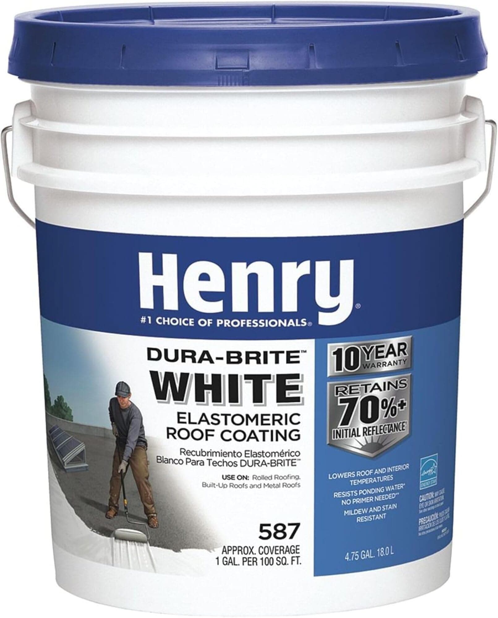 Henry Elastomeric Roof Coating, 4.75 gal., White