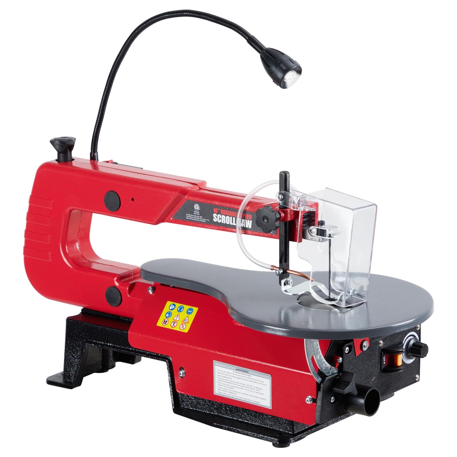 16 in Variable Speed Scroll Saw With Extra-Large Adjustable Tilting Work Table and Led Work Light - Perfect for Woodworking