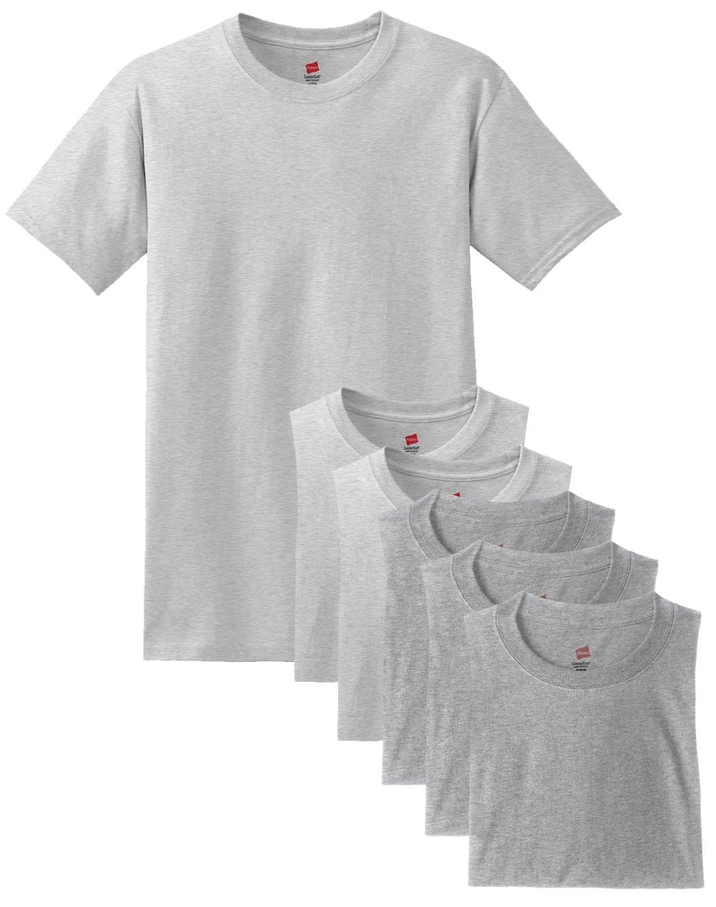 Hanes Men's Classics 6 Pack Crew Neck Tee - Ash/White - S