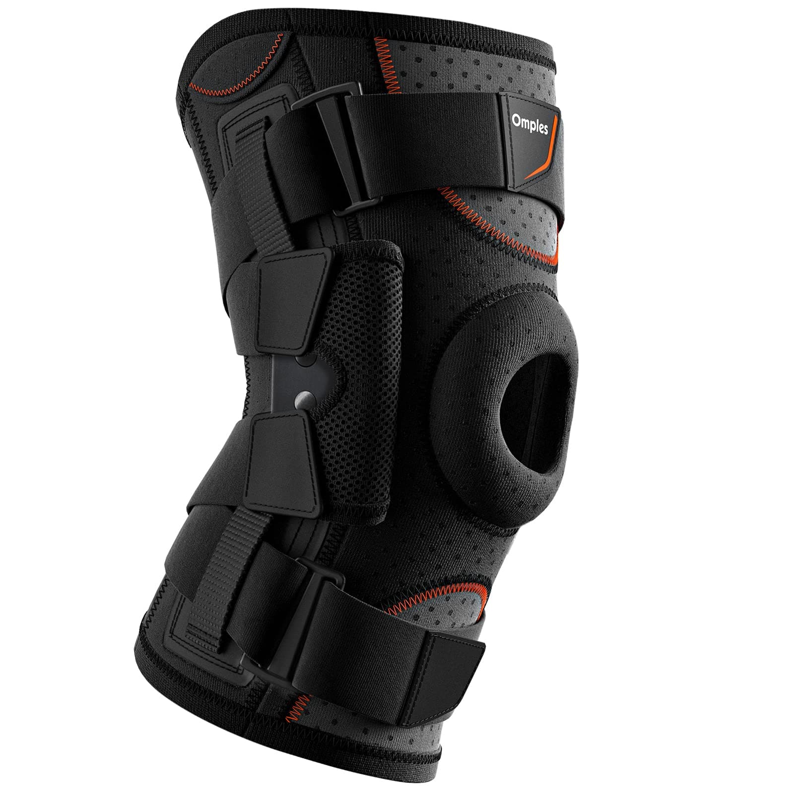 Omples Hinged Knee Brace for Meniscus Tear Compression Knee Support Brace with Side Stabilizers for Men and Women, Patella Knee Brace for Arthritis Pain MCL Torn ACL Running and Working Out (Large)