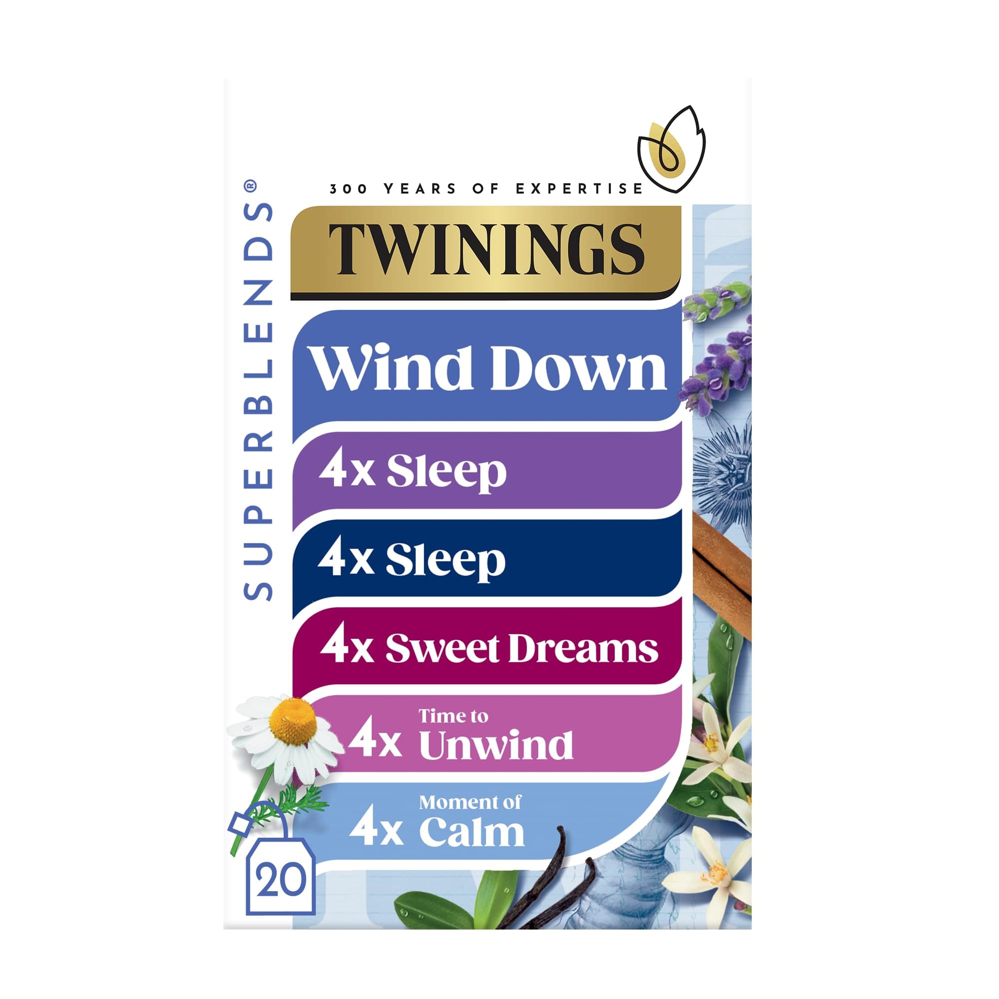 Twinings Wind Down Collection Tea Selection for Relaxation, Sleep, Calm & Unwind, 20 Tea Bags