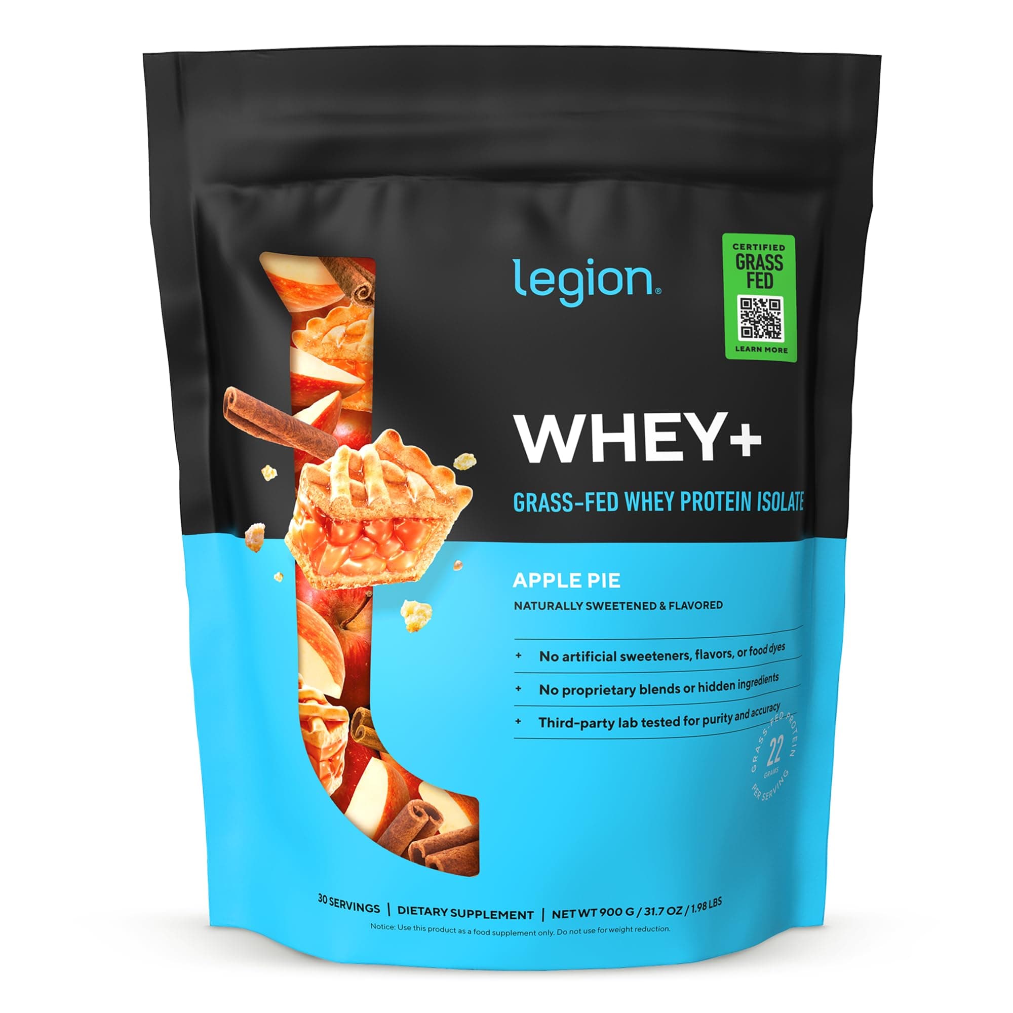 LEGION Whey+ Protein whey Isolate from Grass Fed Cows - Whey Protein Isolate Powder Low Calorie, Non-GMO, Sugar Free, Lactose and Gluten Free, All Natural Protein Powder for Men & Women (30 Servings)