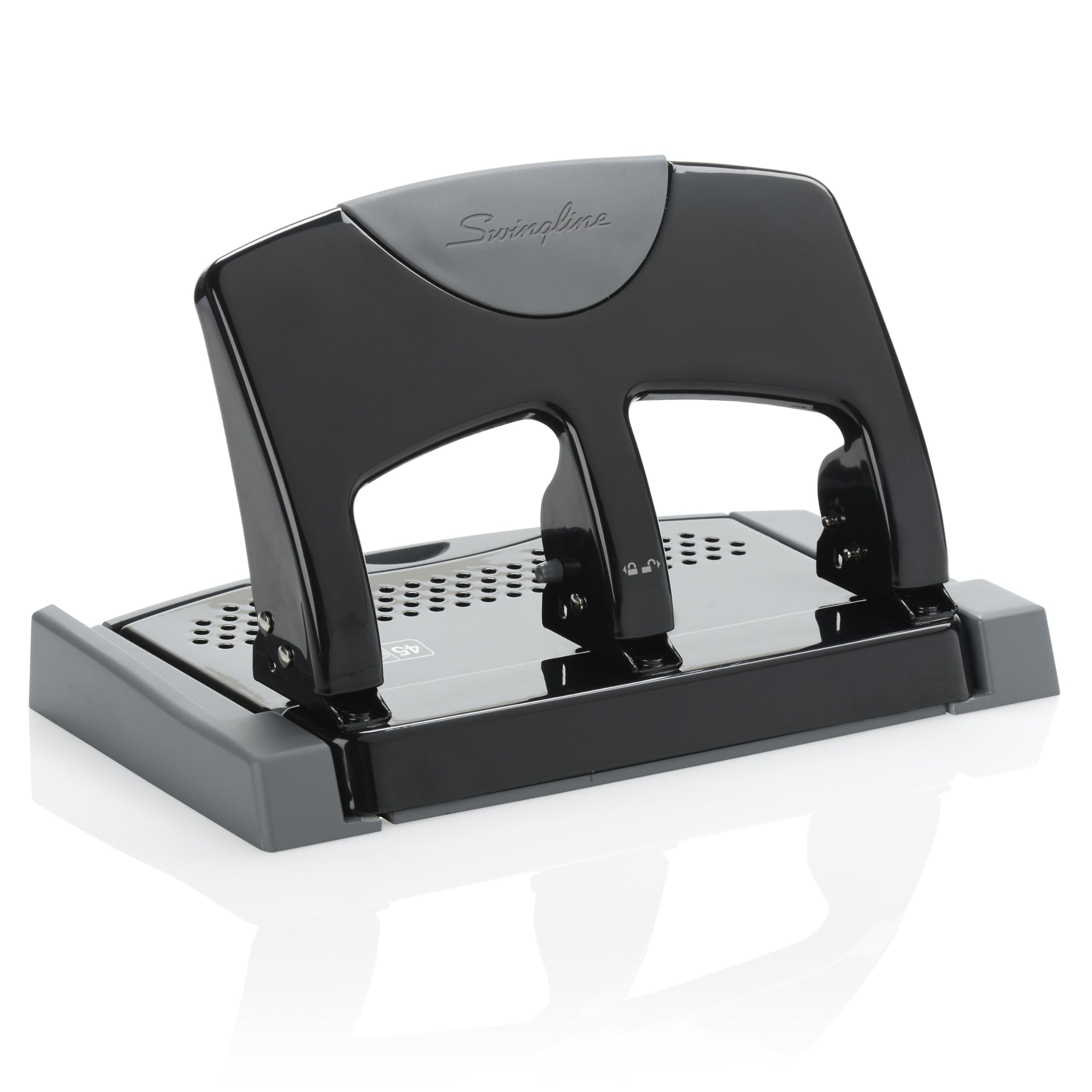 3 Hole Punch, 45 Sheet Capacity Three Hole Puncher 3 Ring, Paper Punch, SmartTouch Low Effort, Black & Silver (74136)