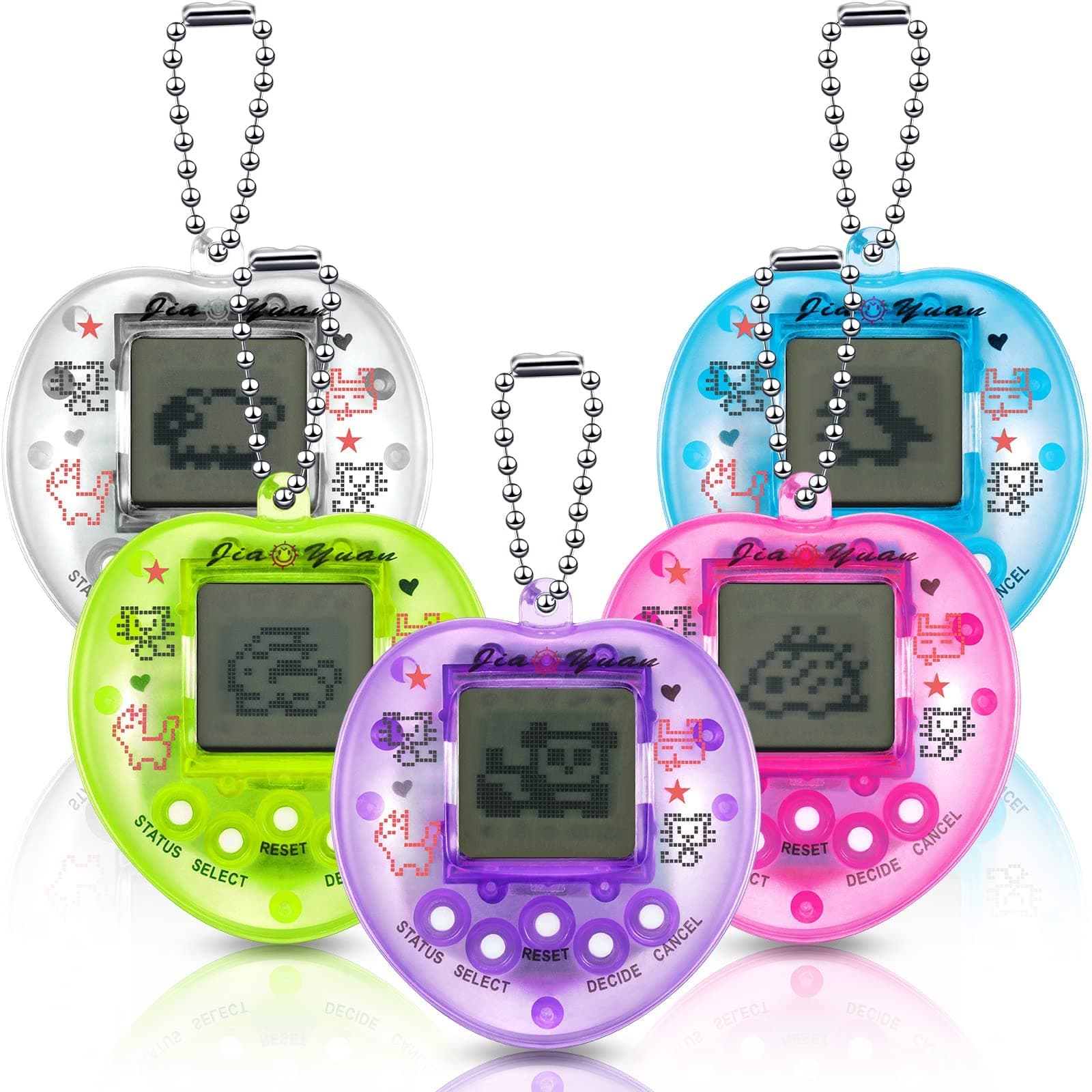 Excefore 5 Pcs Virtual Pets Keychain For Kids Electronic Digital 168 Retro Handheld Game Machine