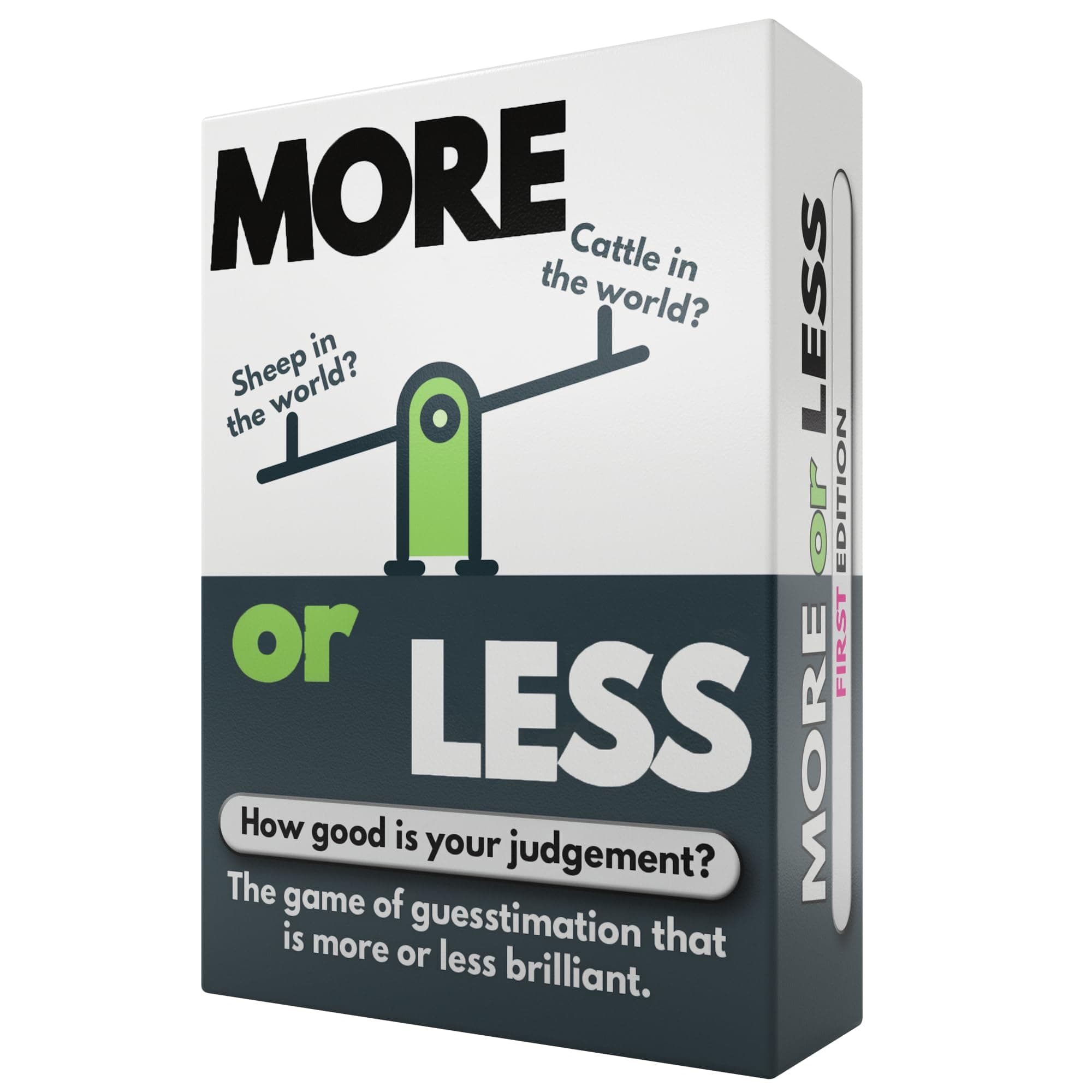 – More or Less First Edition Card Game - How Good Is Your Judgement? 2 Players + | Perfect for Gift, Travel, Holiday | For Kids, Teens & Adults | Play Anywhere | Age 12+