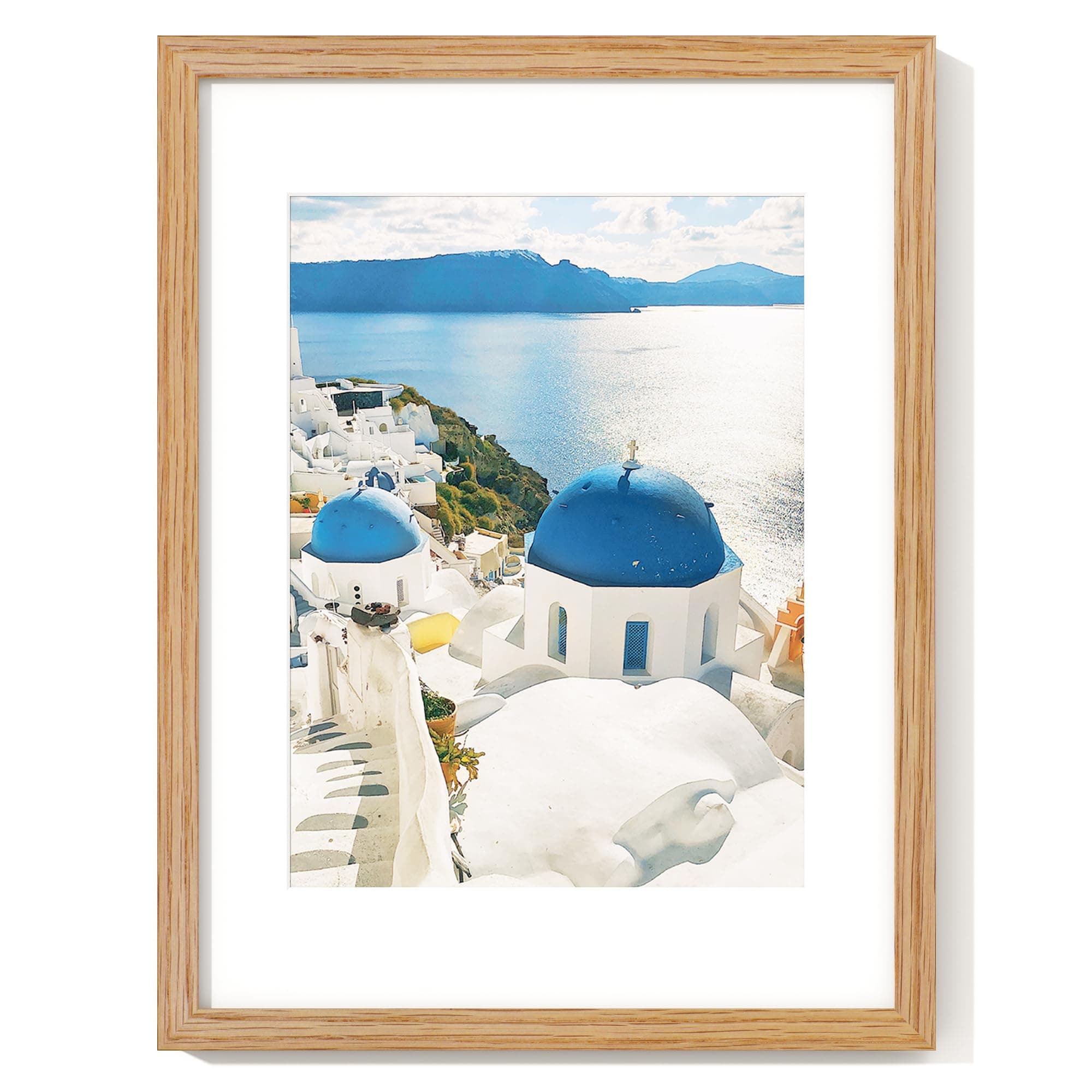 Axeman 12x16 Picture Frame with Mat for 8.5x11, Solid Oak Wood Frame w/Tempered Real Glass, Wooden Certificate Document Frame Horizontal and Vertical Formats for Wall with Wall Hook Included, Natural