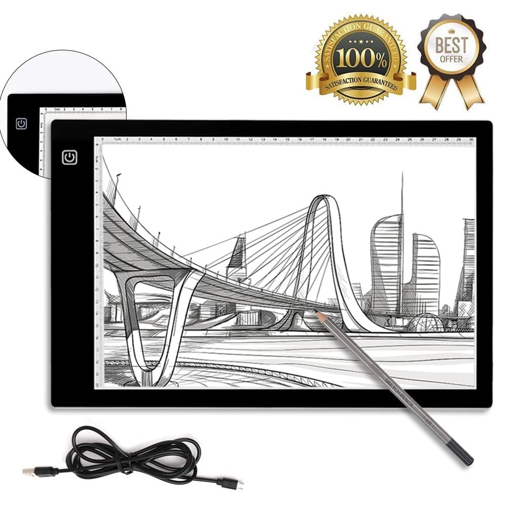BTGGG A4 LED Light Box Portable USB Power 3-Level Dimmable Tracing Light Box LED Drawing Pad for Kids Artists Weeding Vinyl Diamond Paint Sketching Animation Stencil [Flicker-Free] [Eye Protection]