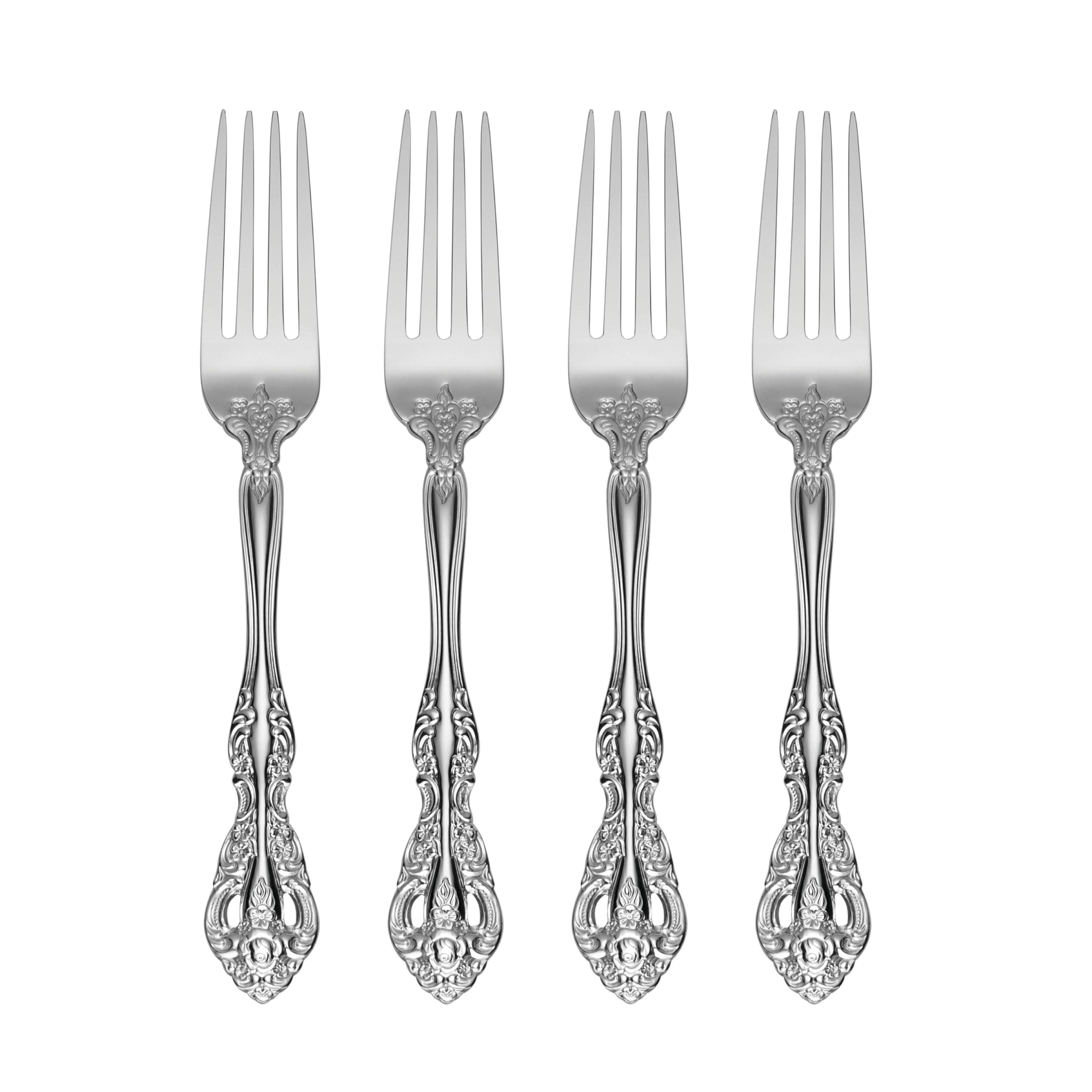 Silverware Set, Michelangelo Fine Flatware Dinner Fork Set, Service For 4, 18/10 Stainless Steel, Rust Resistance, Dishwasher Safe, Home And Kitchen Utensils Sets, Forks (Silver, 4 Piece)