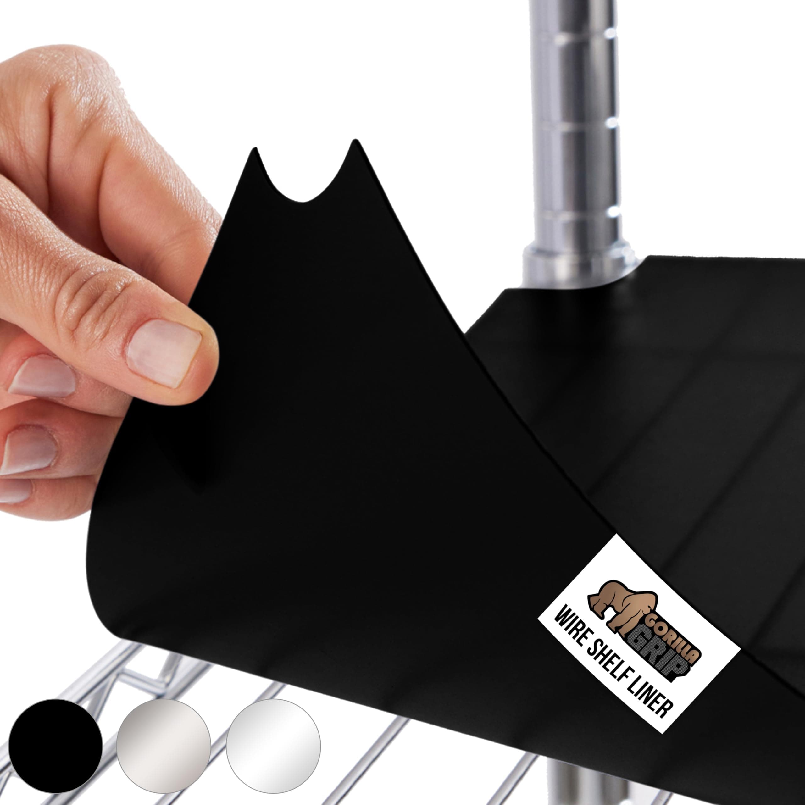 GORILLA GRIP ShelfGuard Wire Shelf Liner Compatible with Amazon Basics Shelving Unit, Set of 4 Waterproof Liners for Organizing Metal Rack Shelves, Kitchen Cabinets, Cupboard, Pantry, 14x36 Black