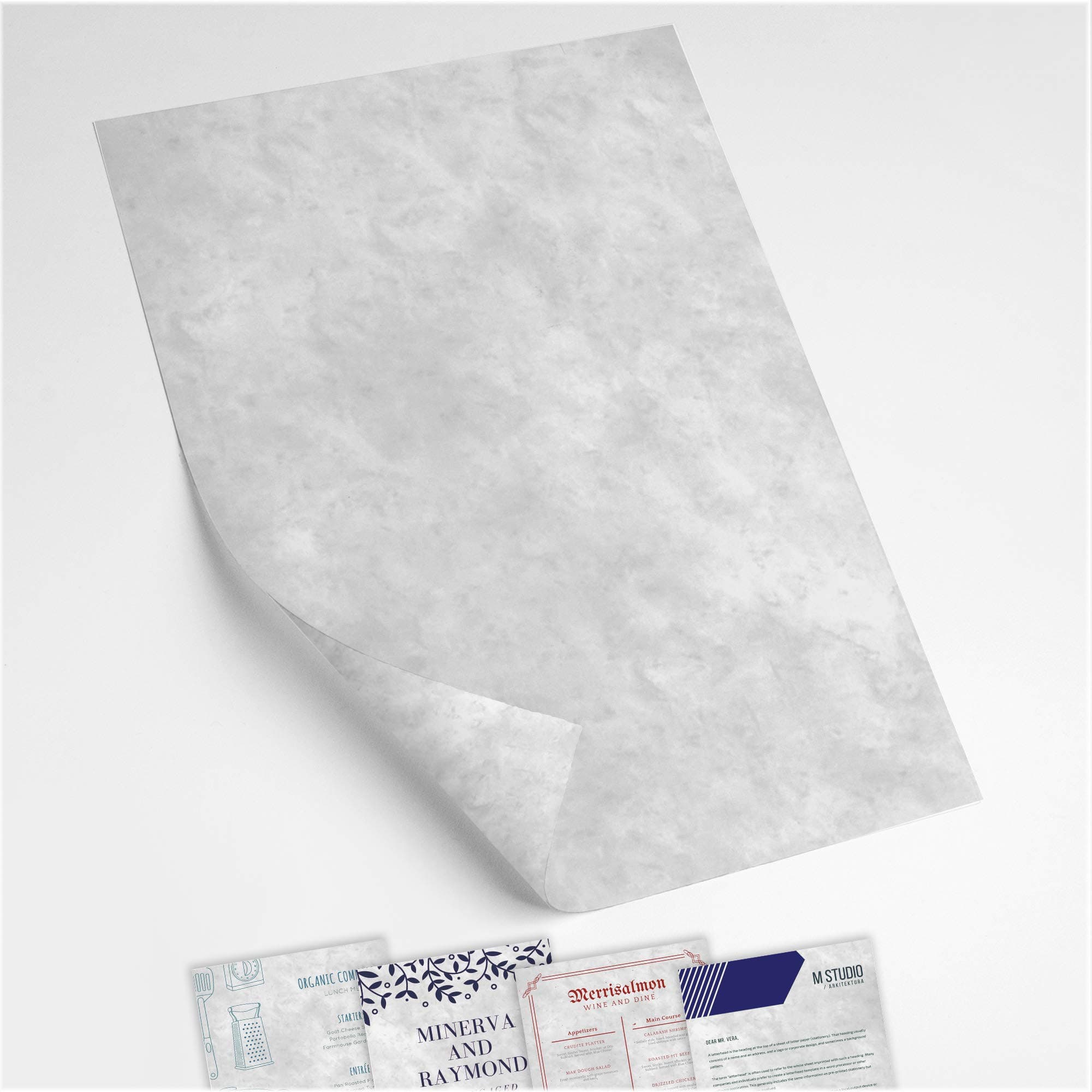 Extra Thick Marble Paper - Cloud Grey - 200 GSM Card - 50 Sheets