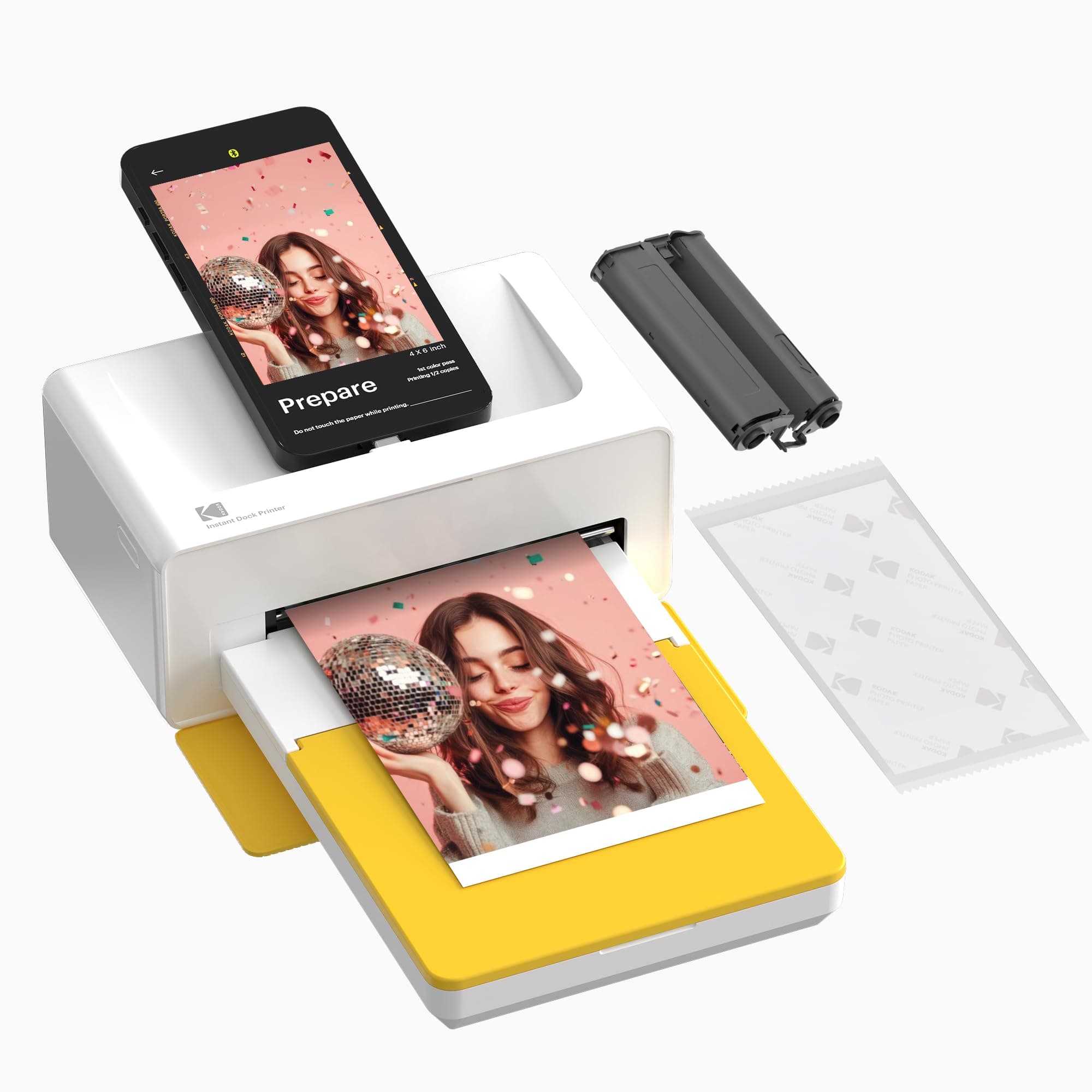 KODAK Dock Plus 4x6'' Photo Printer, 10 Sheets, Docking & Bluetooth Smartphone Printer for iPhone & Android, Instant Color Prints, 4PASS Dye Sublimation