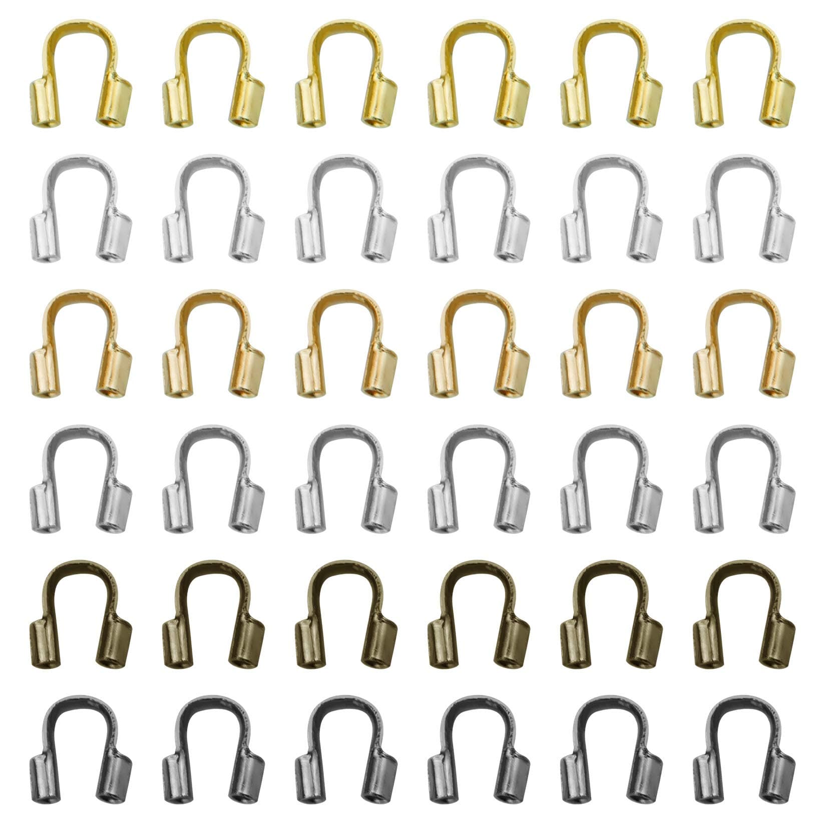 600 Pcs Brass Wire Protector, Fengek U Shape Wire Guardian Loops for Earring Necklace Bracelet Making, 6 Colors