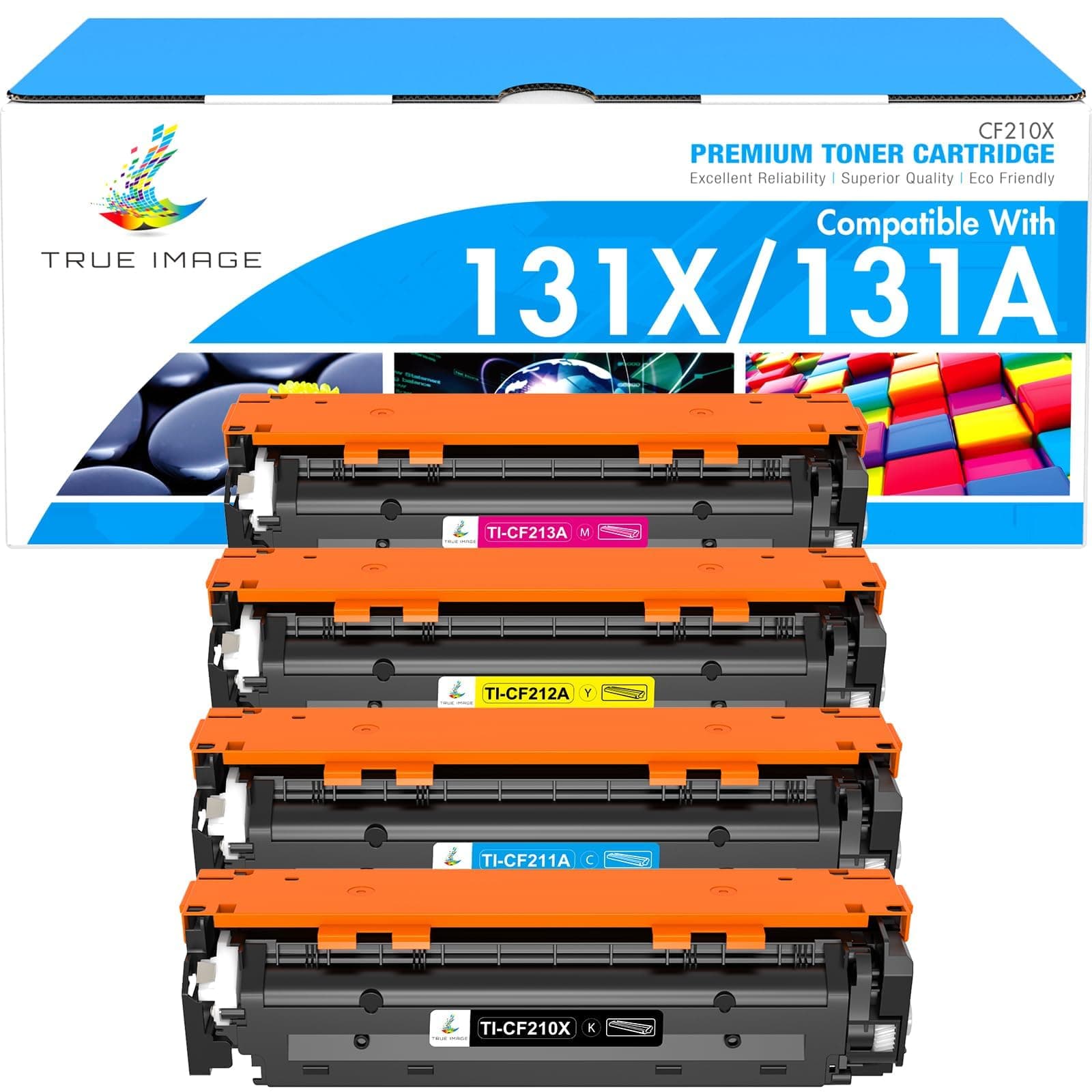 4 Pack Toner Cartridge Replacement for HP 131X CF210X 131A CF210A 128A CE320A 125A Laserjet Pro 200 Color MFP M276n M276nw M251nw M251n (Black, Cyan, Yellow, Magenta)