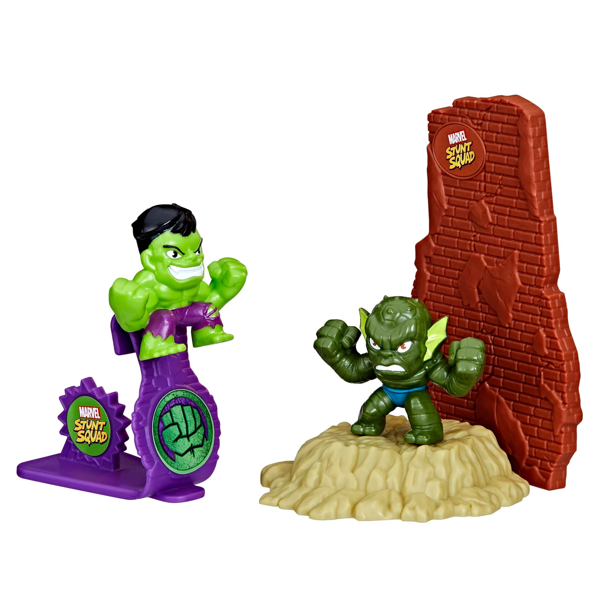 Stunt Squad Hulk vs. Abomination Playset, 1.5-Inch Super Hero Action Figures, Toys for Kids Ages 4 and Up