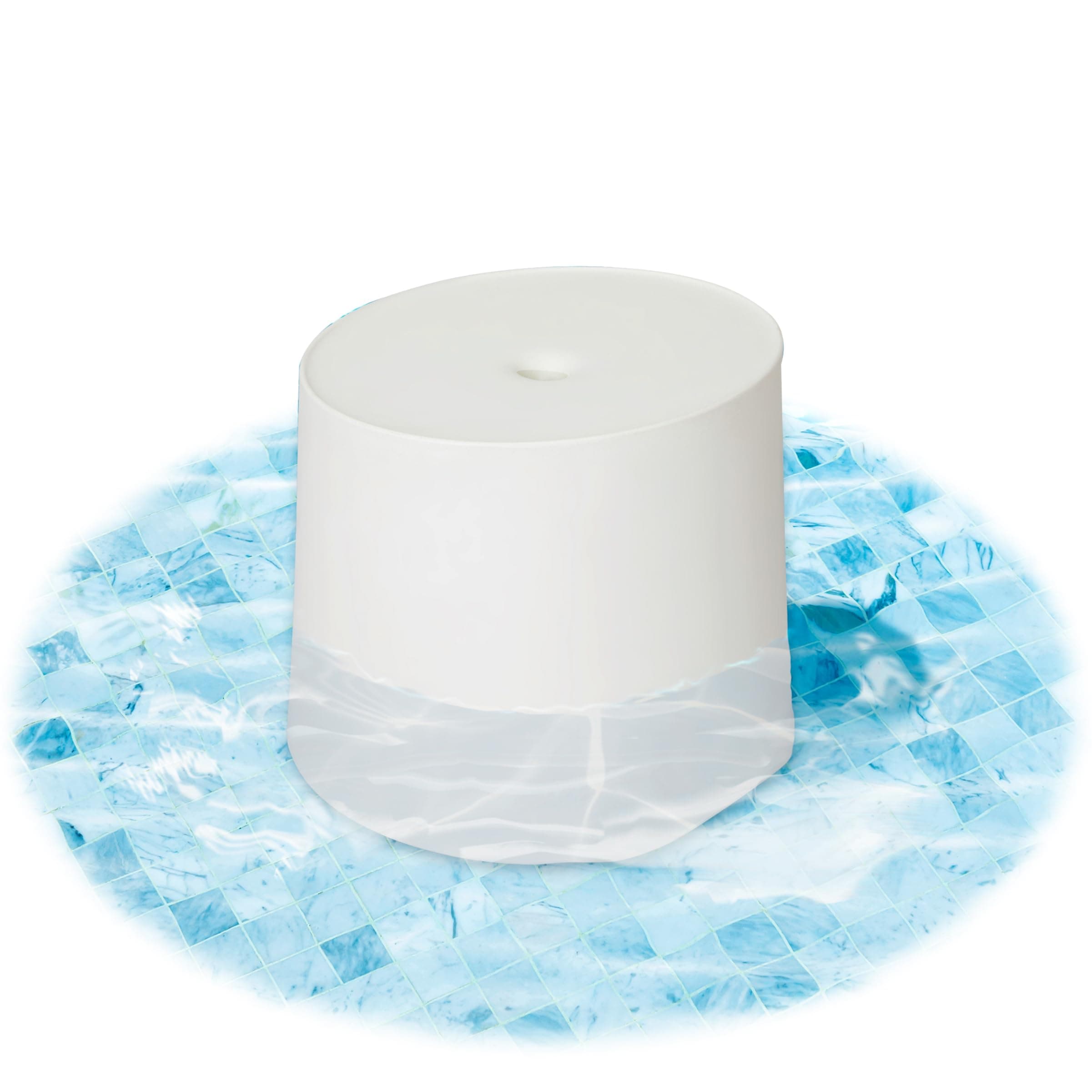 - Floating Luxuries in Pool Kai Side Table with Umbrella Hole, White Umbrella Stand Table for Pool Shelf, Up to 15 Inches of Water, Holds Umbrella 1.5 Inches Diameter