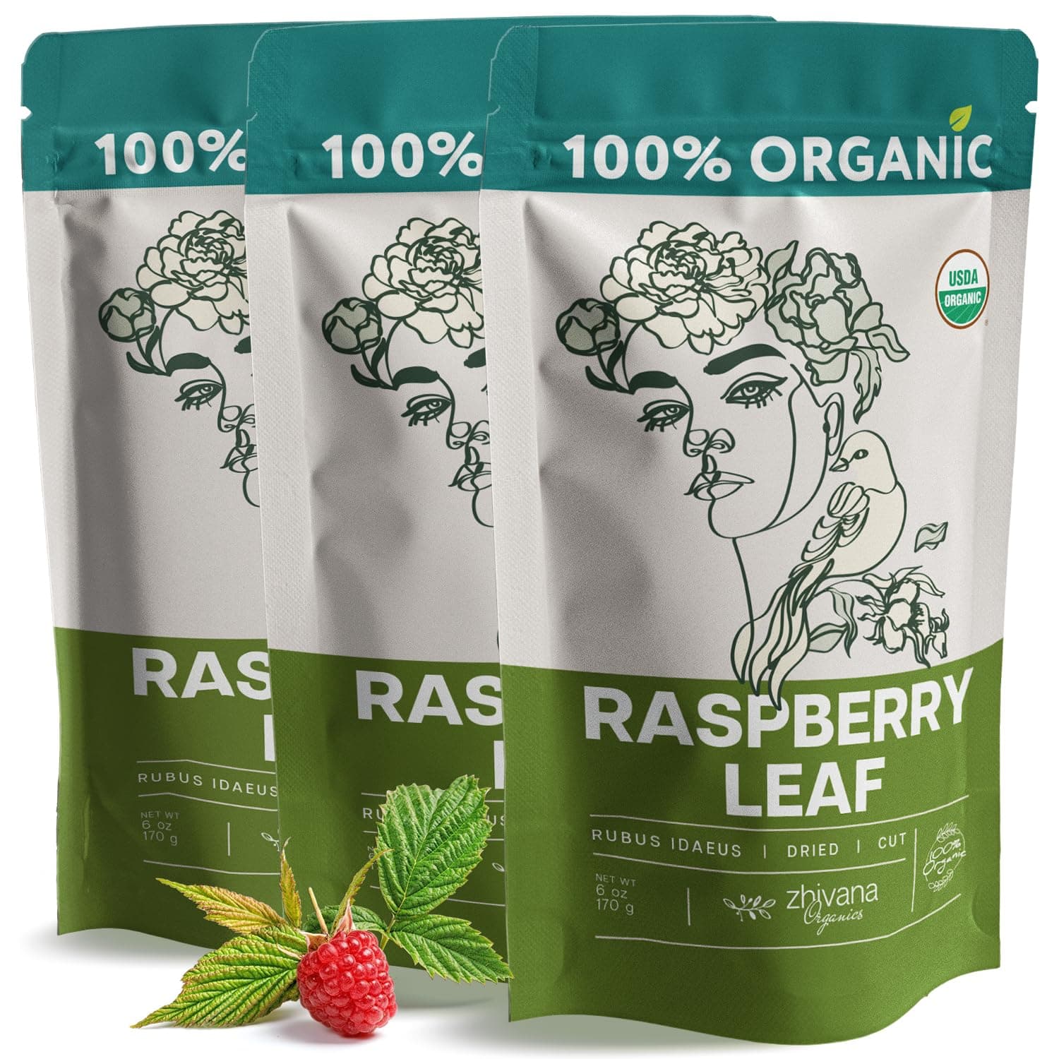 Organic Raspberry Leaf Tea (PACK of 3) - Red Raspberry Leaves for PMS Symptoms, Hormone Balance, Menstural Cramps - Womens Health Support