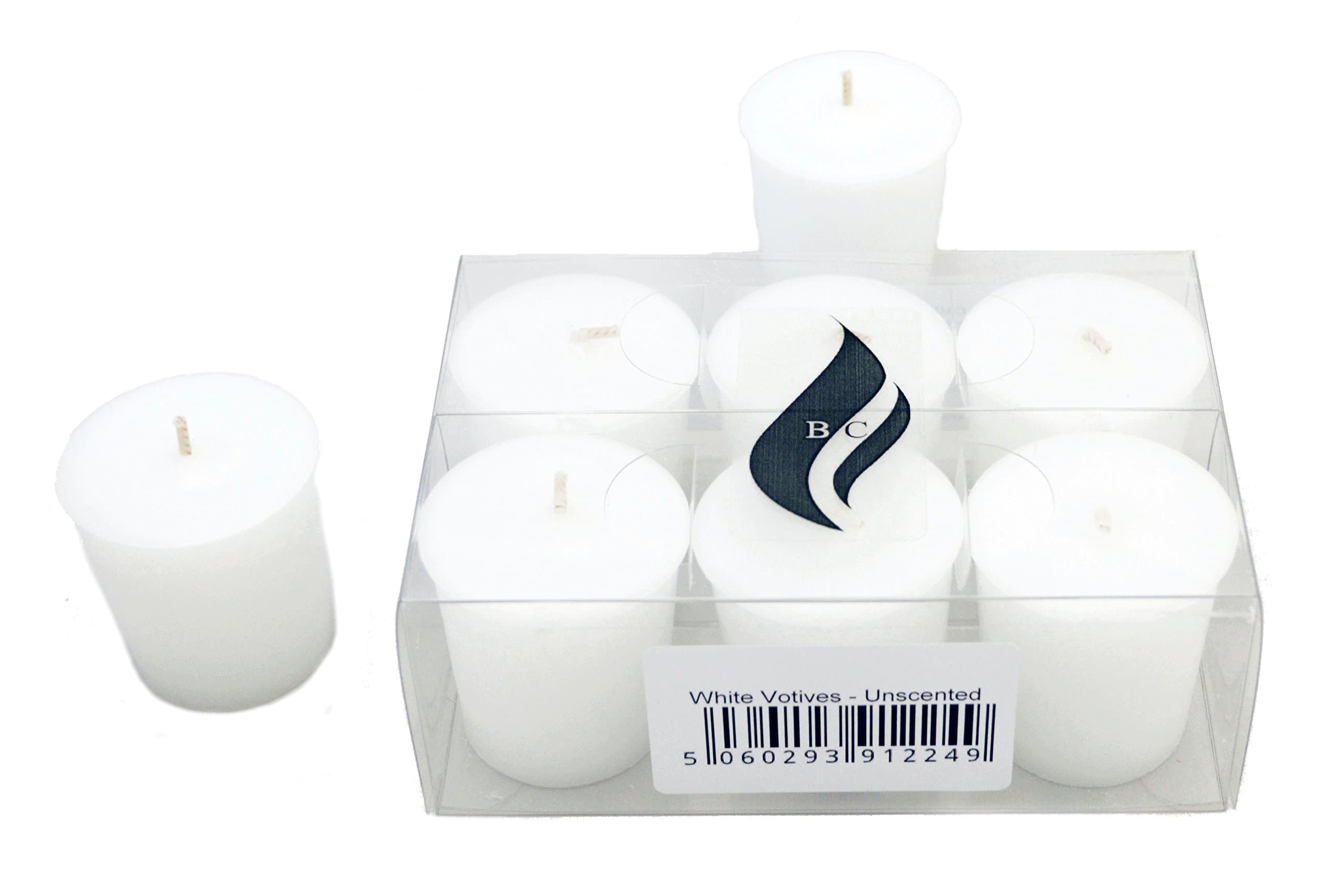 6 x Votive Candles - Unscented (White)