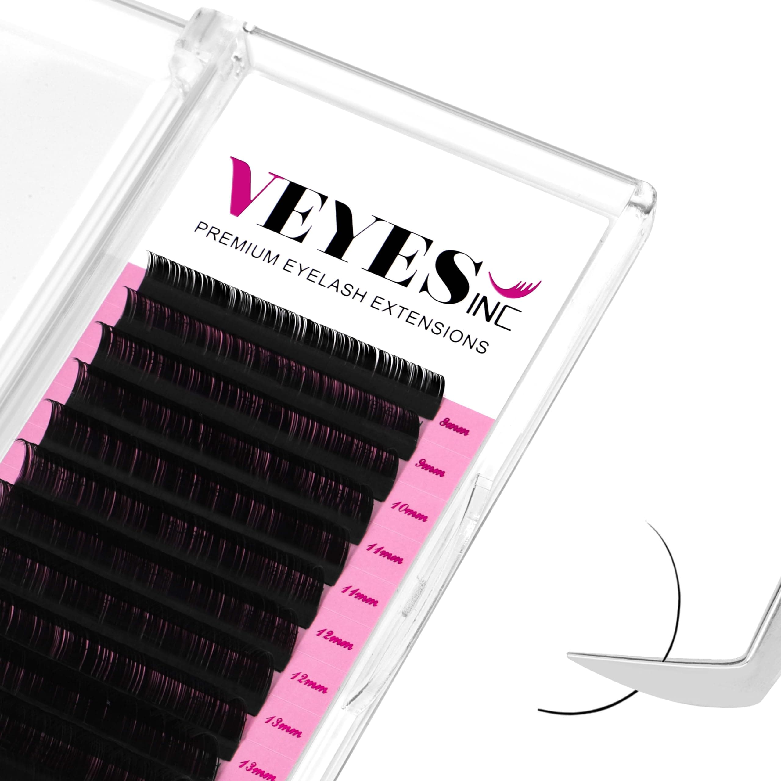 VEYES INC Classic Volume Lash Extensions 0.03-0.20 J/B/L/C/CC/D/DD Curl 5-25mm Mixed & Single Length Tray, Premium Silk Eyelashes, Professional Supplies for Lash Techs(Matte Black 0.15 CC 8-16mm)