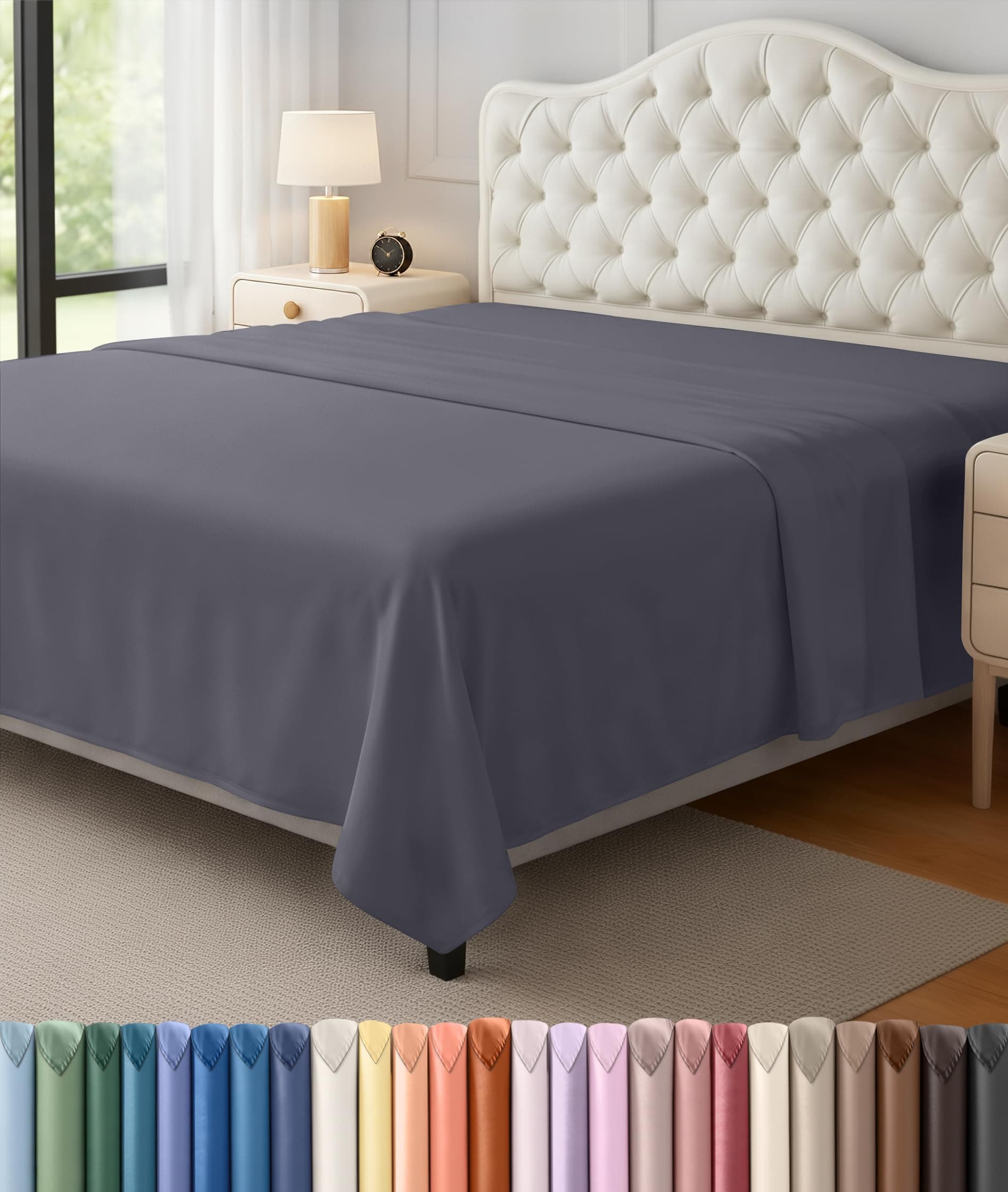 Utopia Bedding Flat Sheet - Soft Brushed Microfiber Fabric - Shrinkage & Fade Resistant Top Sheet - Easy Care - 1 Flat Sheet Only (King, Grey)